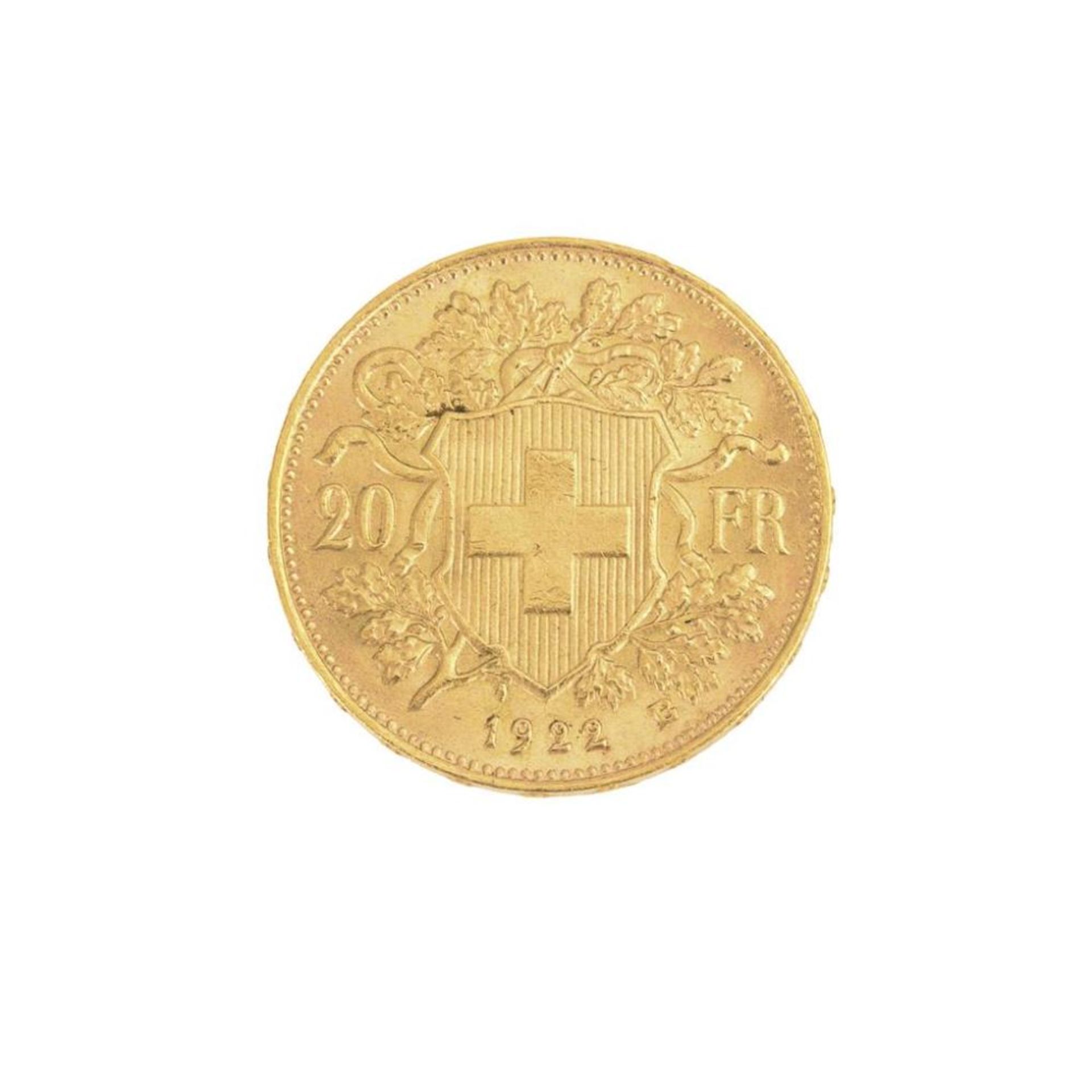 20 Franken, Schweiz, 1922. - Bild 2 aus 2
