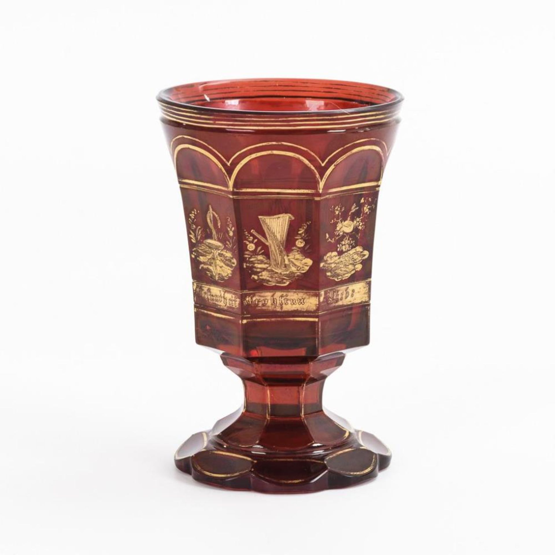 Biedermeier-Glas mit Goldstaffage. - Image 2 of 2