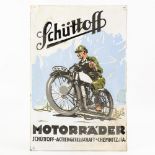 Emailleschild Motorradwerbung "Schüttoff".