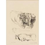 CORINTH, Lovis (1858 Tapiau - 1925 Zandvoort). Dreiteilige Tierskizze "Stier".