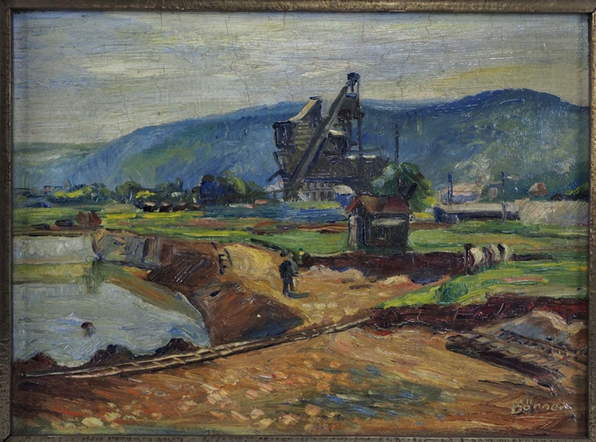 Emil Paul Börner (1888-1970, Meissen) - Landscape with gravel plant. - Image 3 of 4