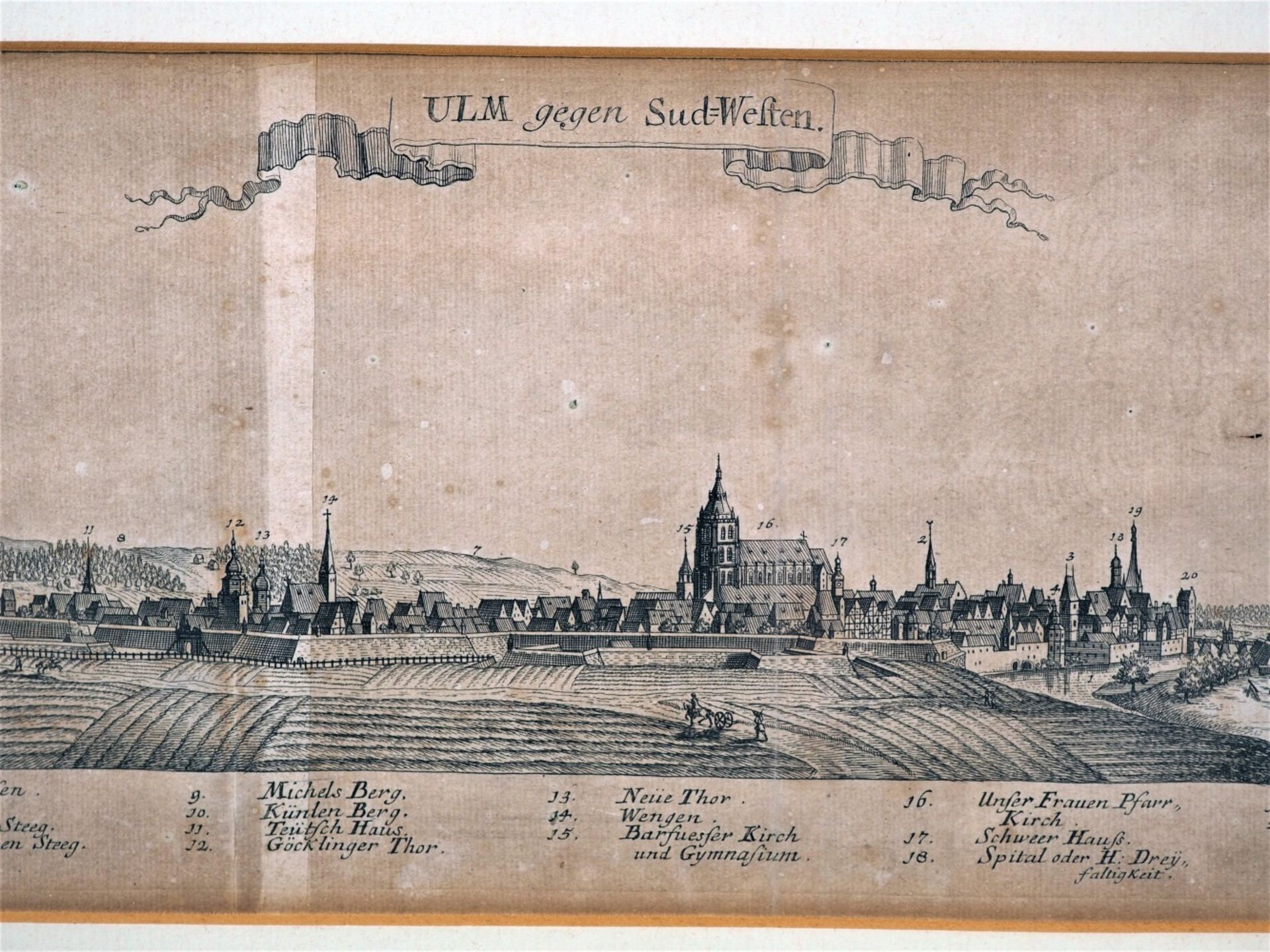 Gabriel Bodenehr (Augsburg) - engraving "Ulm towards southwest", probably beginning-middle 18th cen - Image 2 of 3