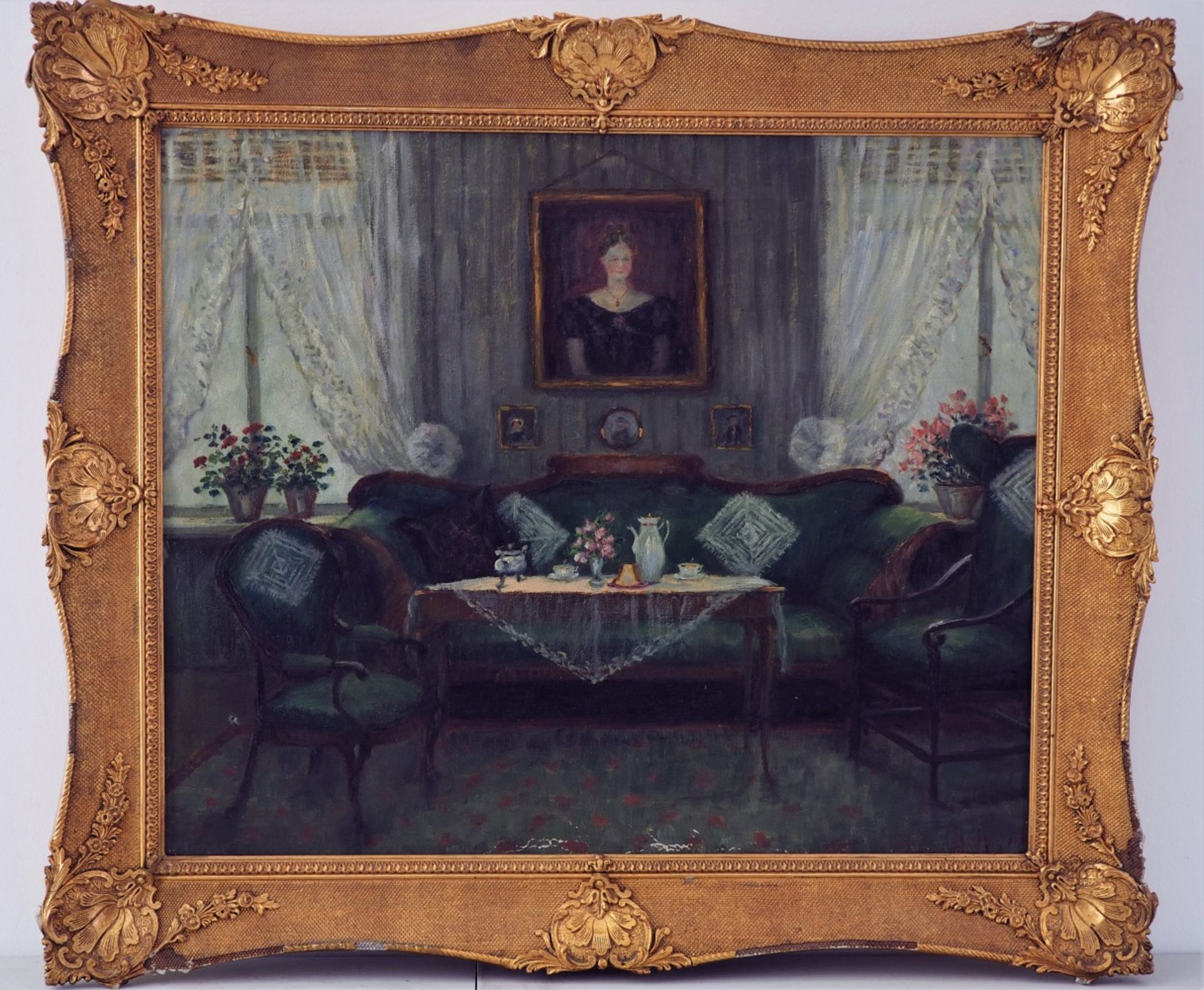 Set of interior paintings, 2 pieces - sign. "A. Fribuse" - Image 3 of 6