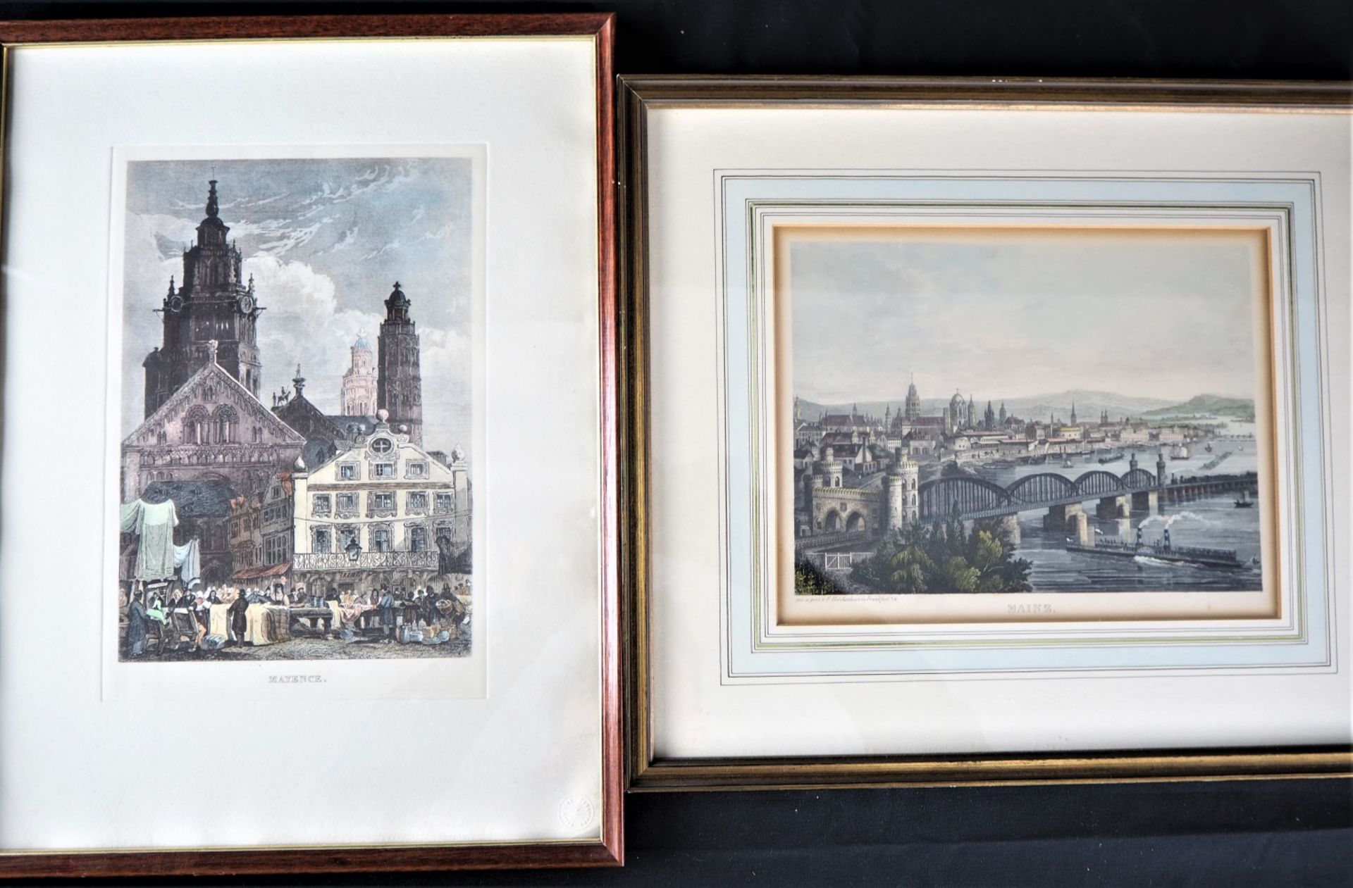 set of coloured engravings Mainz, 2 pieces