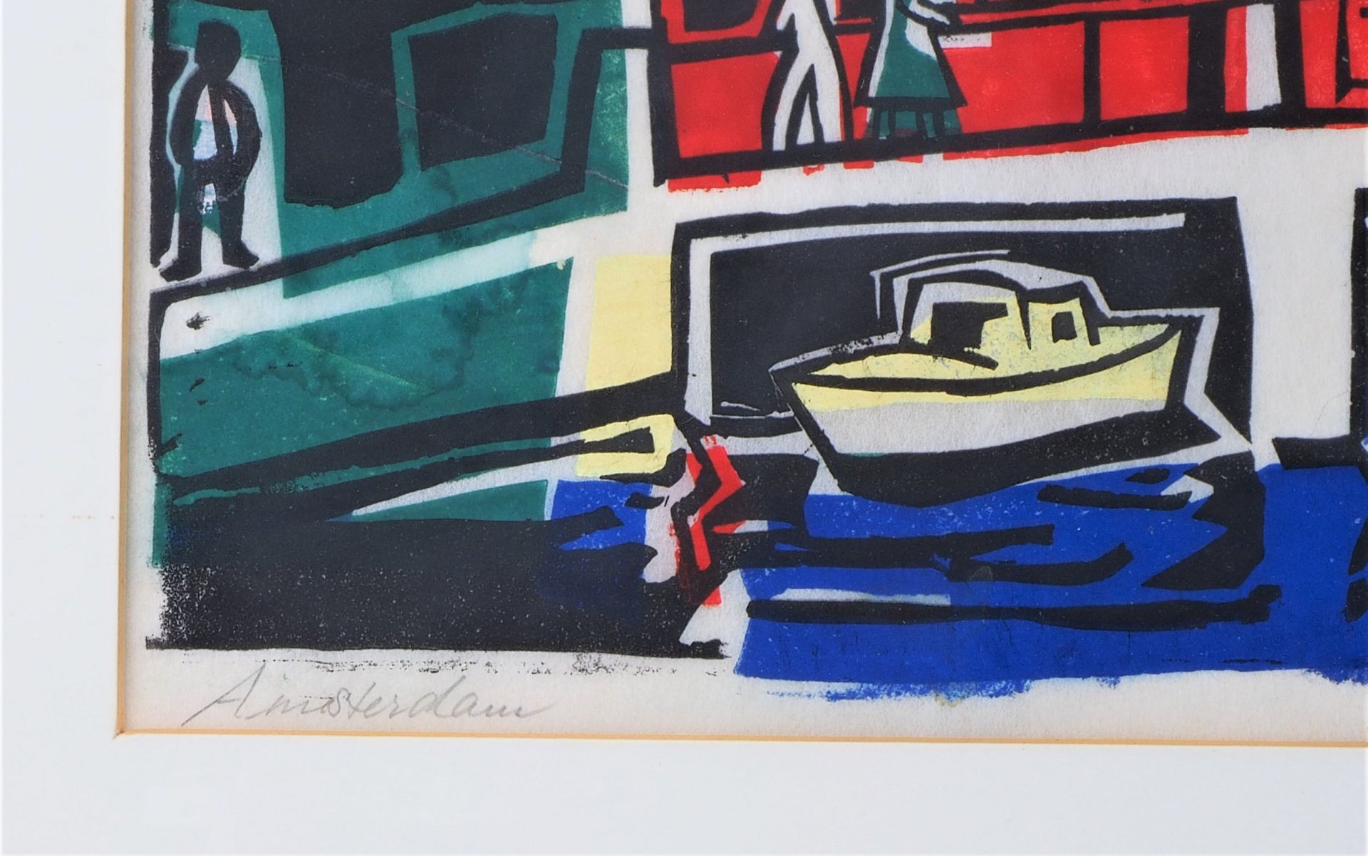 Helmut Muehle (1902-1991, Stuttgart) - color woodcut Amsterdam - Image 3 of 3