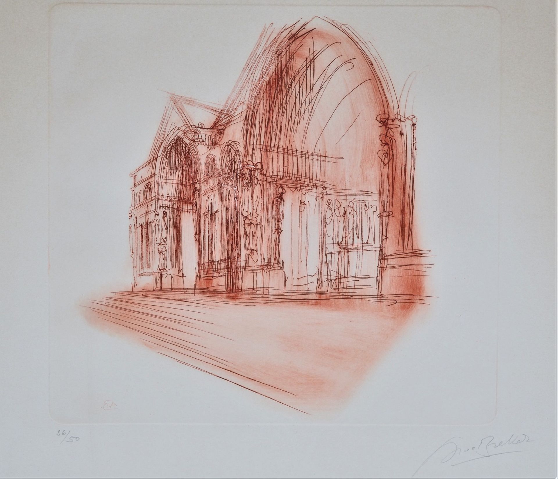 Arno Breker (1900, Wuppertal - 1991, Düsseldorf) - etching church portal.