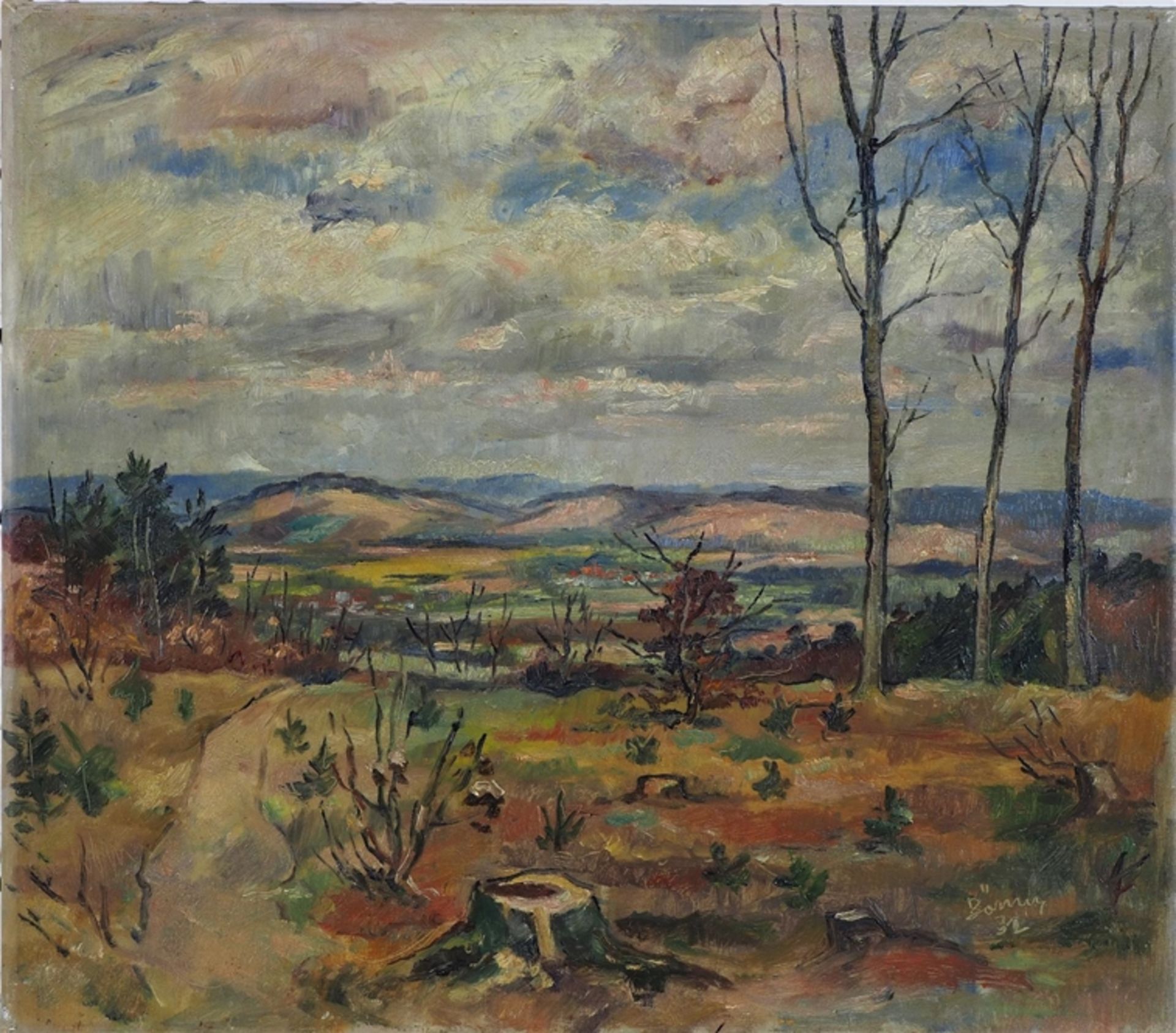 Emil Paul Börner (1888-1970, Meissen) - Autumn Landscape with Heath 1932.
