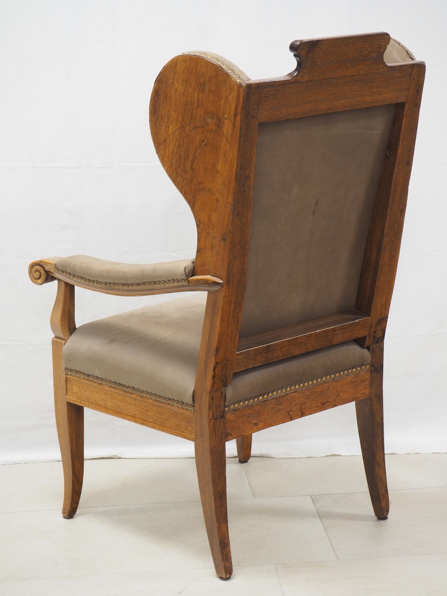 Late Biedermeier wing chair, oak. - Image 3 of 4