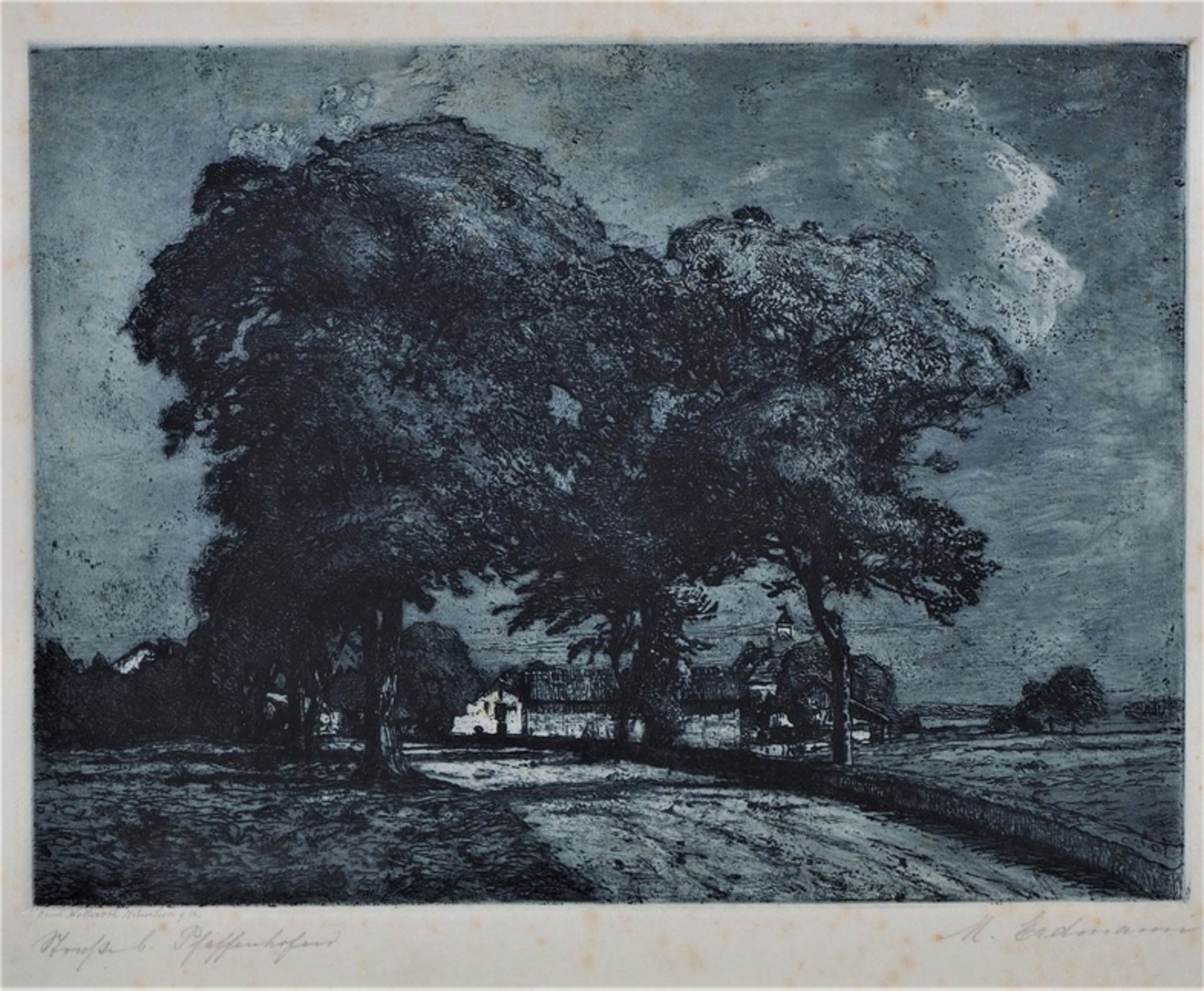 Mixed lot of lithographs, landscape with tree, 2 pieces. - Image 2 of 4