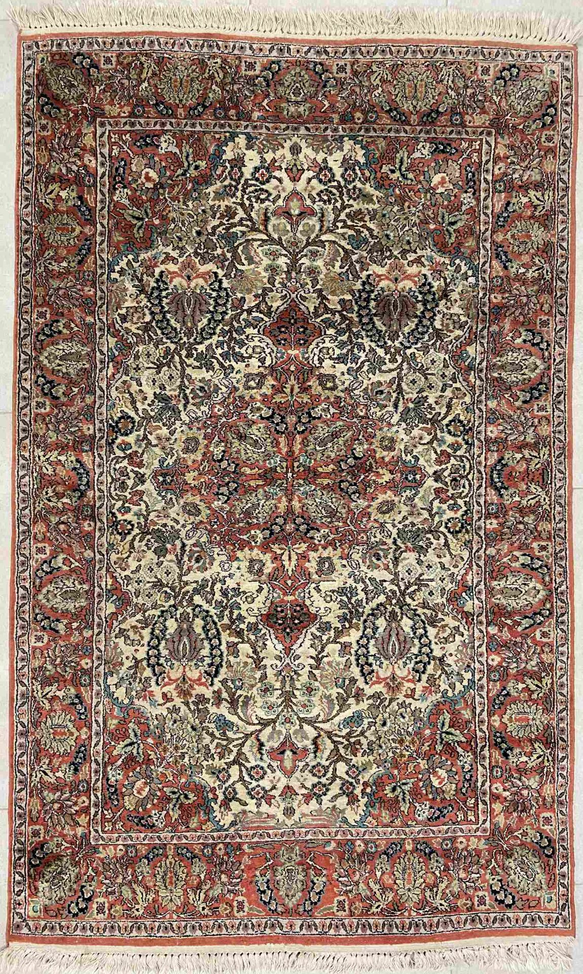 Handknotted silk carpet, cashmere