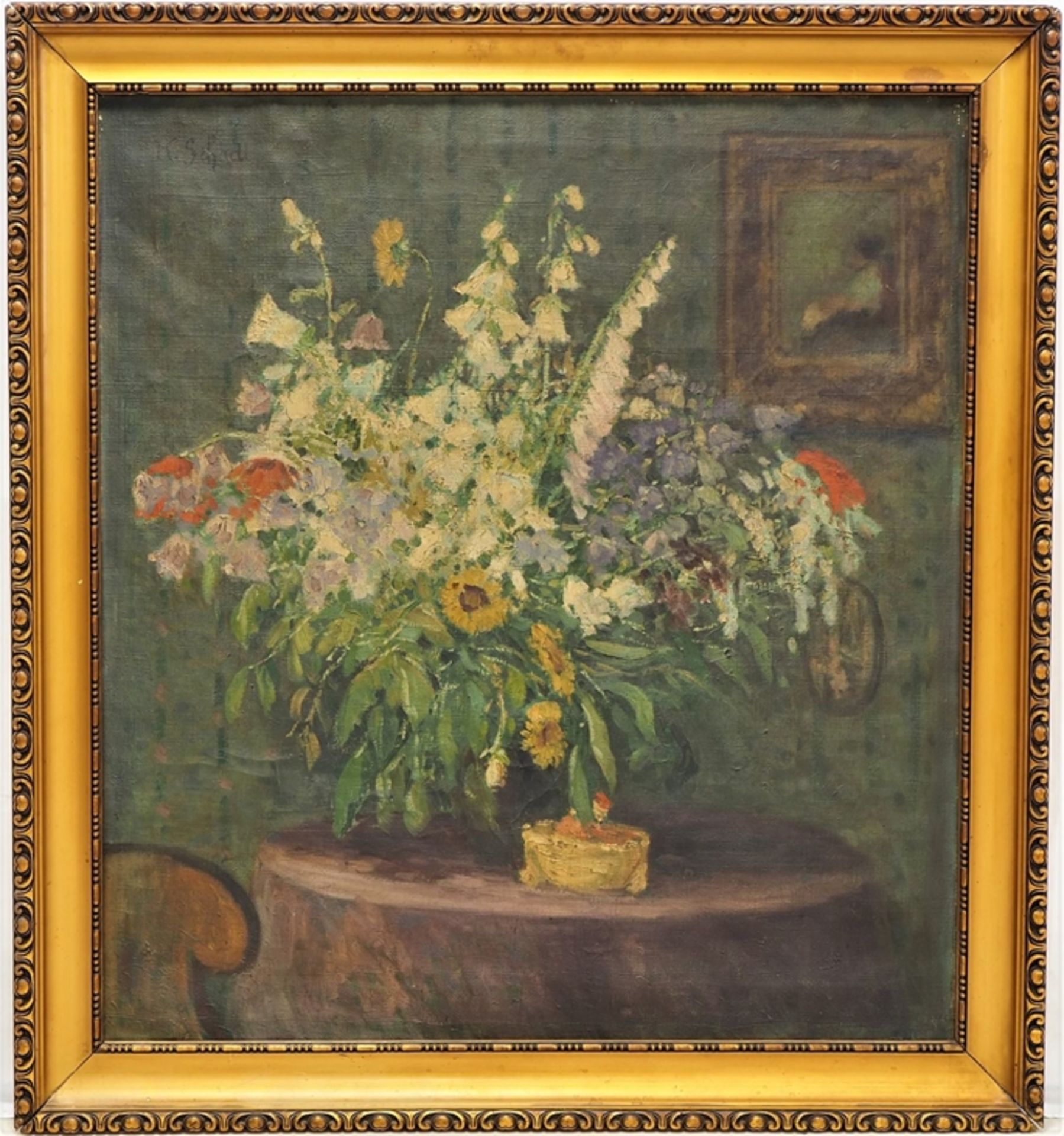 Karel Schadt (1888-1955, Pribram) - Large floral still life in frame.