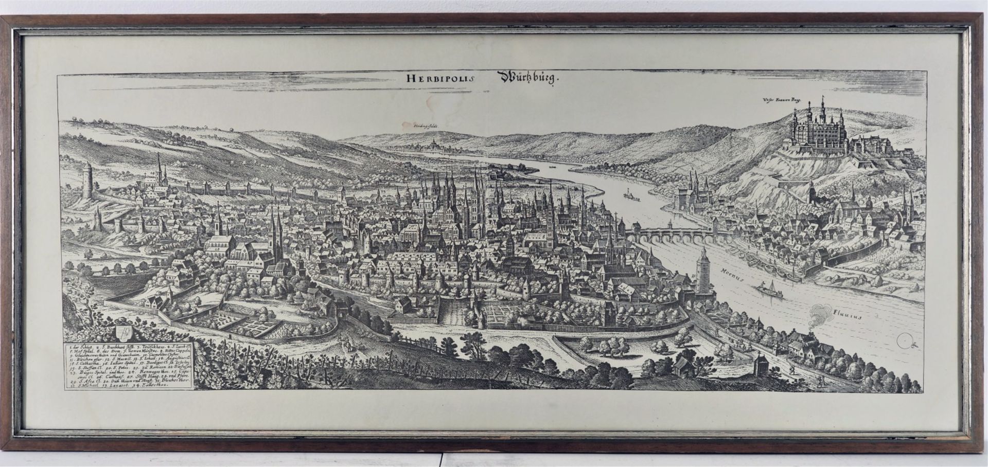 Print city view Würzburg, after Merian