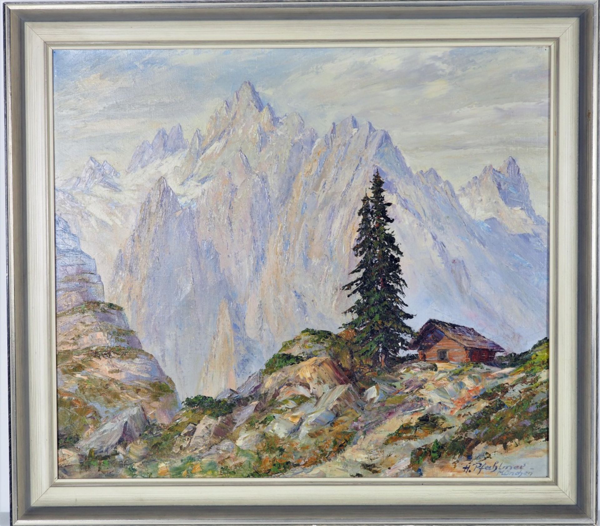 Hugo Wilhelm Pfahlmer (1885, Dresden - 1955, Munich) - Tiefkar peak with Karwendel mountains