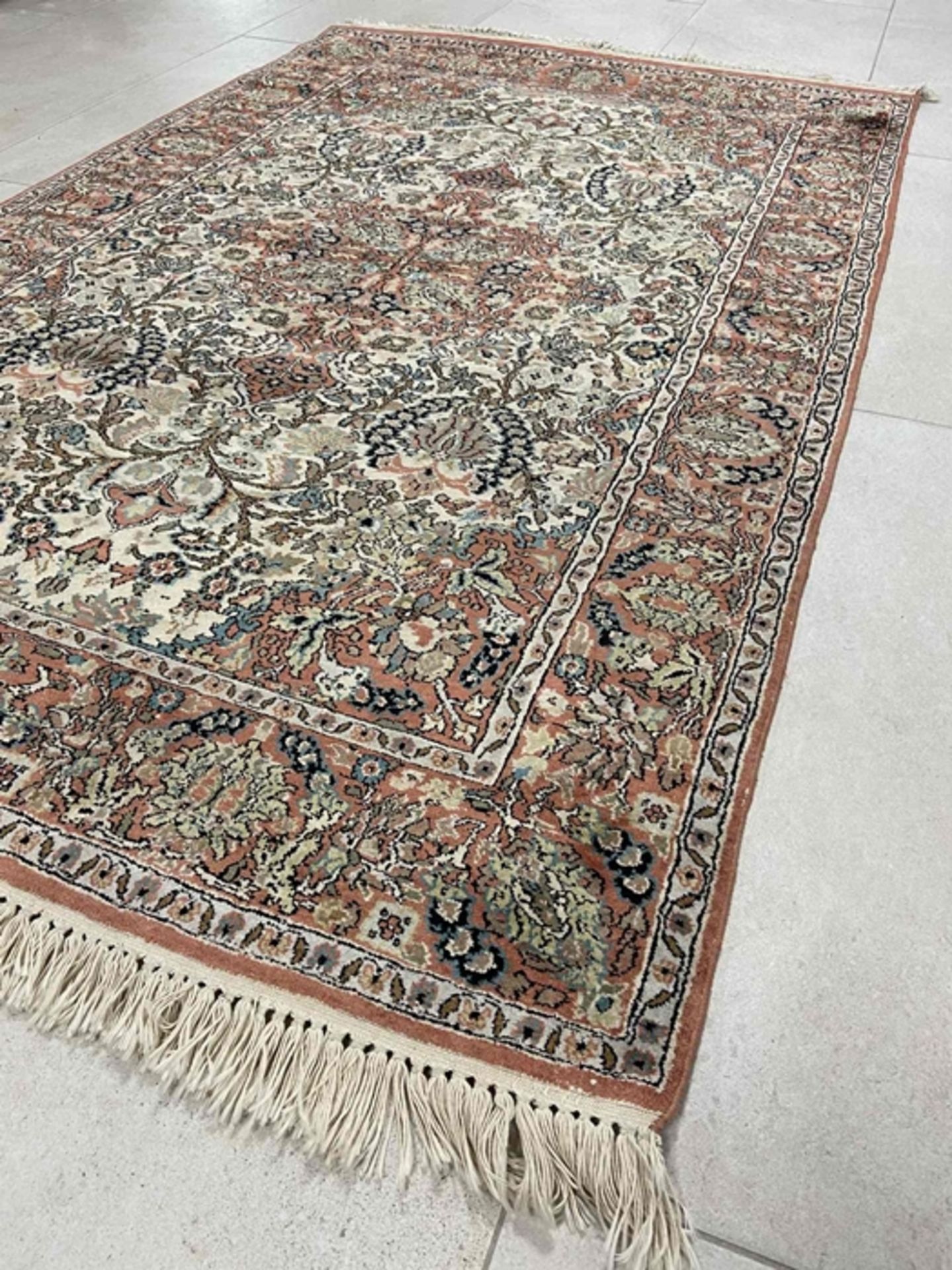 Handknotted silk carpet, cashmere - Image 2 of 4