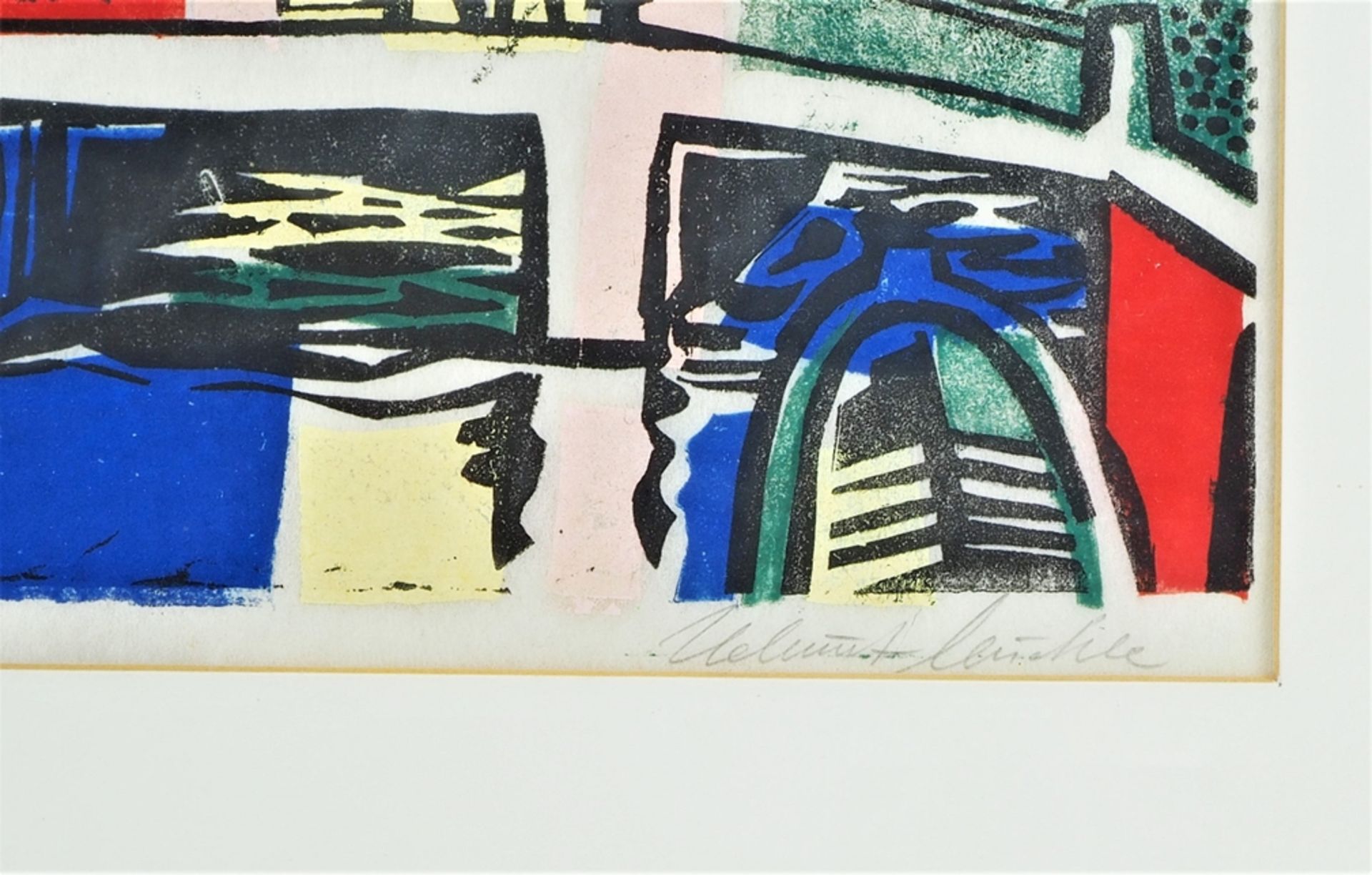 Helmut Muehle (1902-1991, Stuttgart) - color woodcut Amsterdam - Image 2 of 3