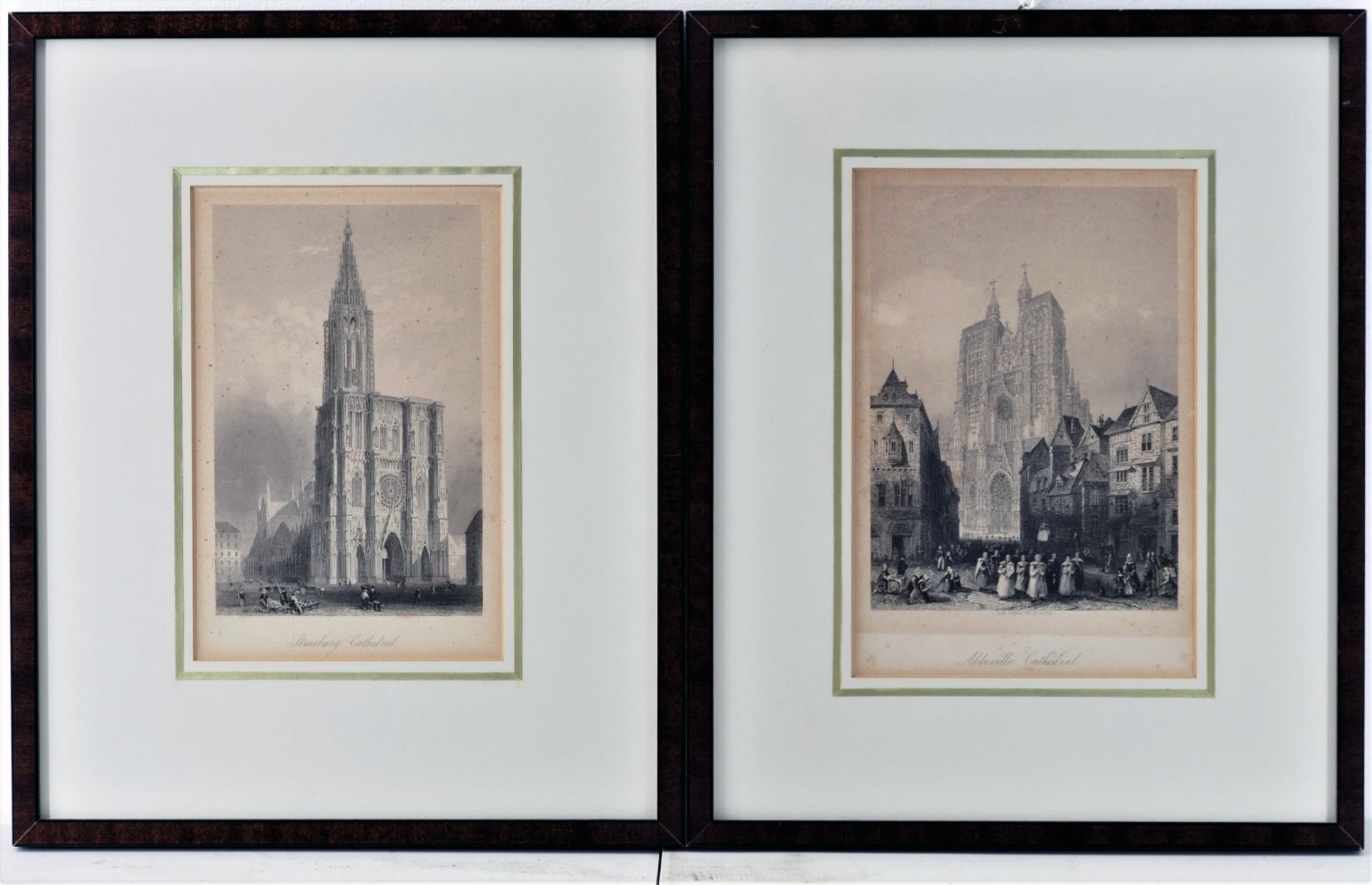 Set of engravings, gothic cathedrals, 2 pieces