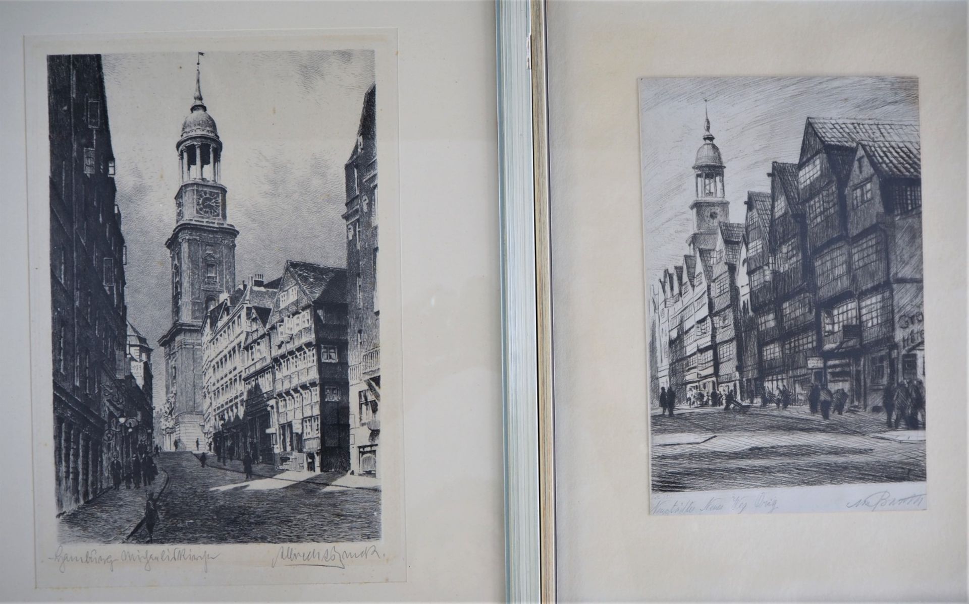 set of prints Hamburg, 2 pieces - sign. "Albrecht Bruck