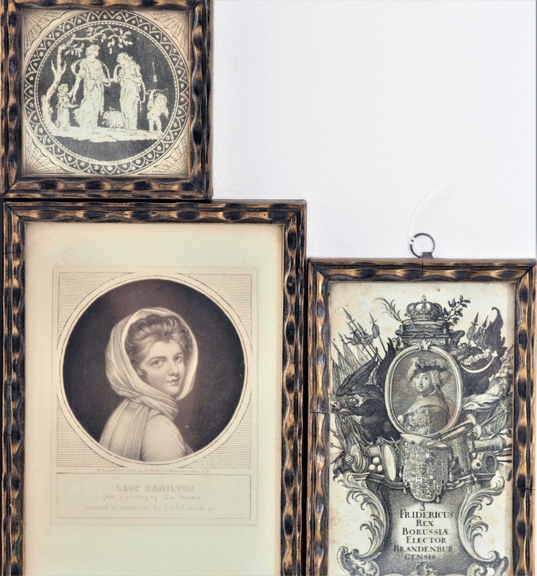 Set of prints in matching frames, 18th/19th century, 3 pieces + addition - Image 2 of 3