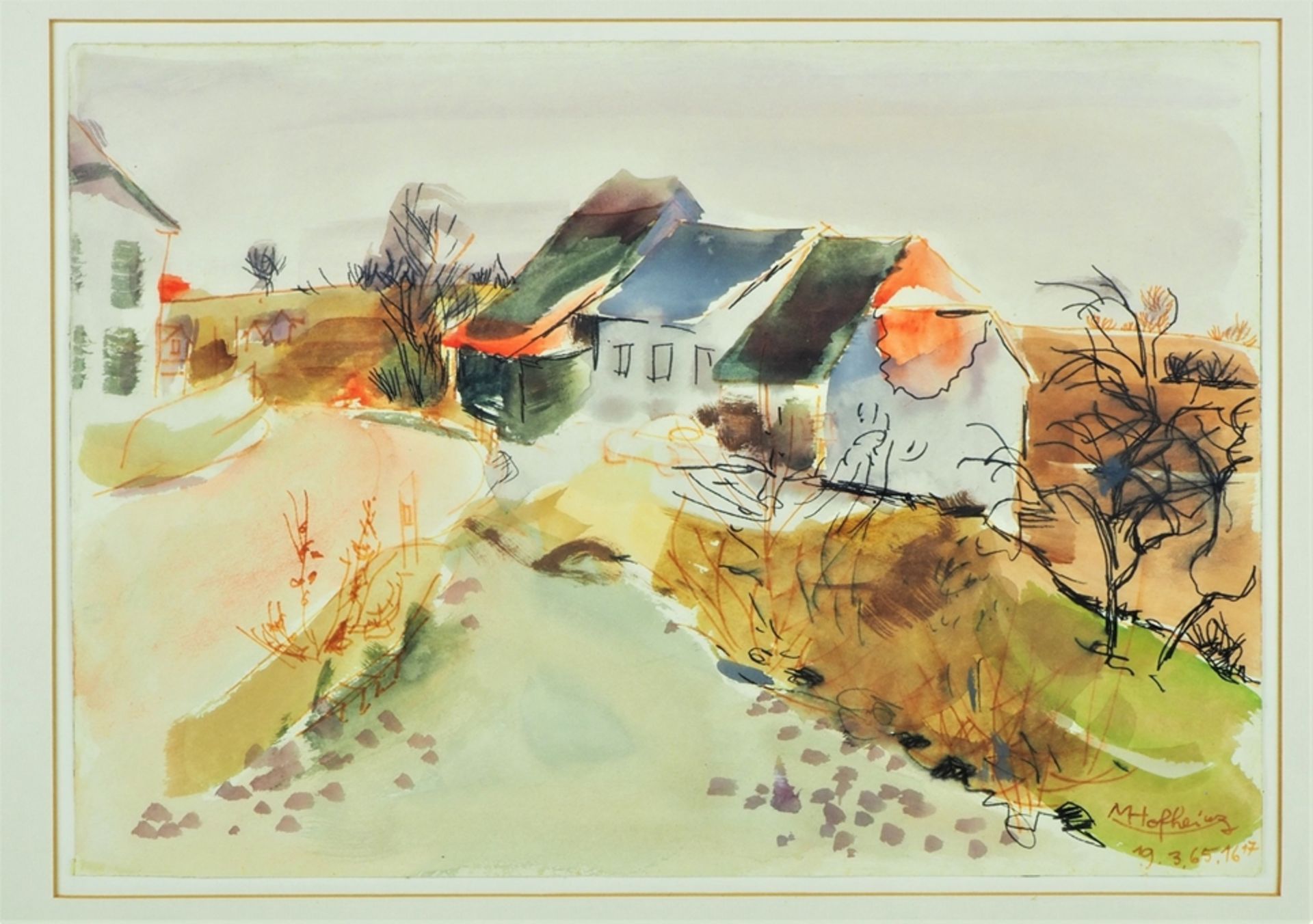 Margret Hofheinz-Döring (1910, Mainz - 1994, Bad Boll) - Landscape near Altheim, 1965