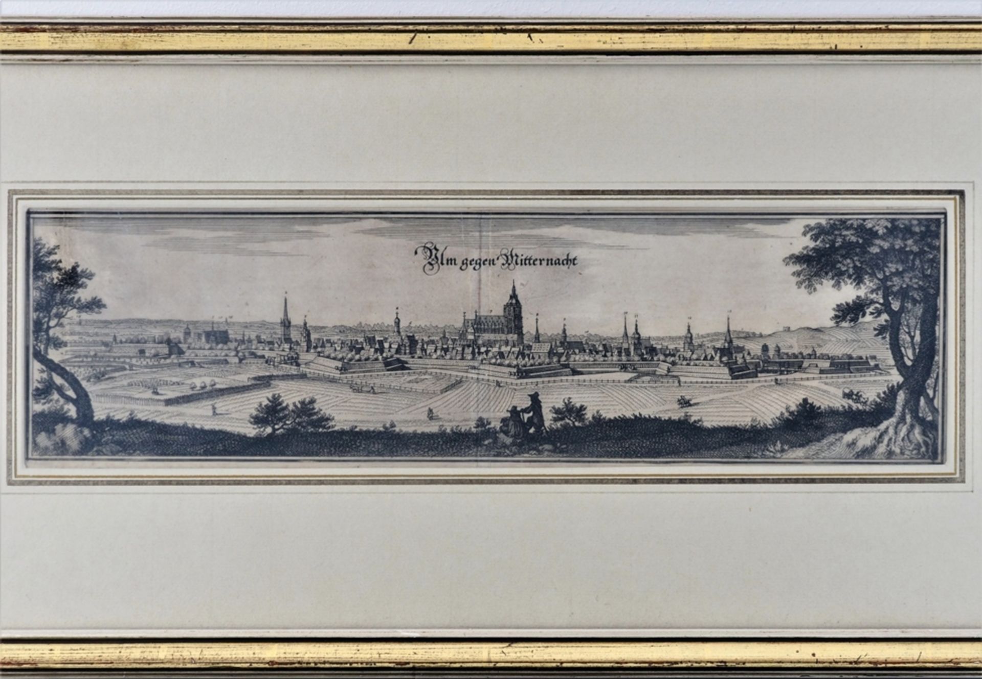 Copper engraving Merian 1643, view "Ulm gegen Mitternacht"