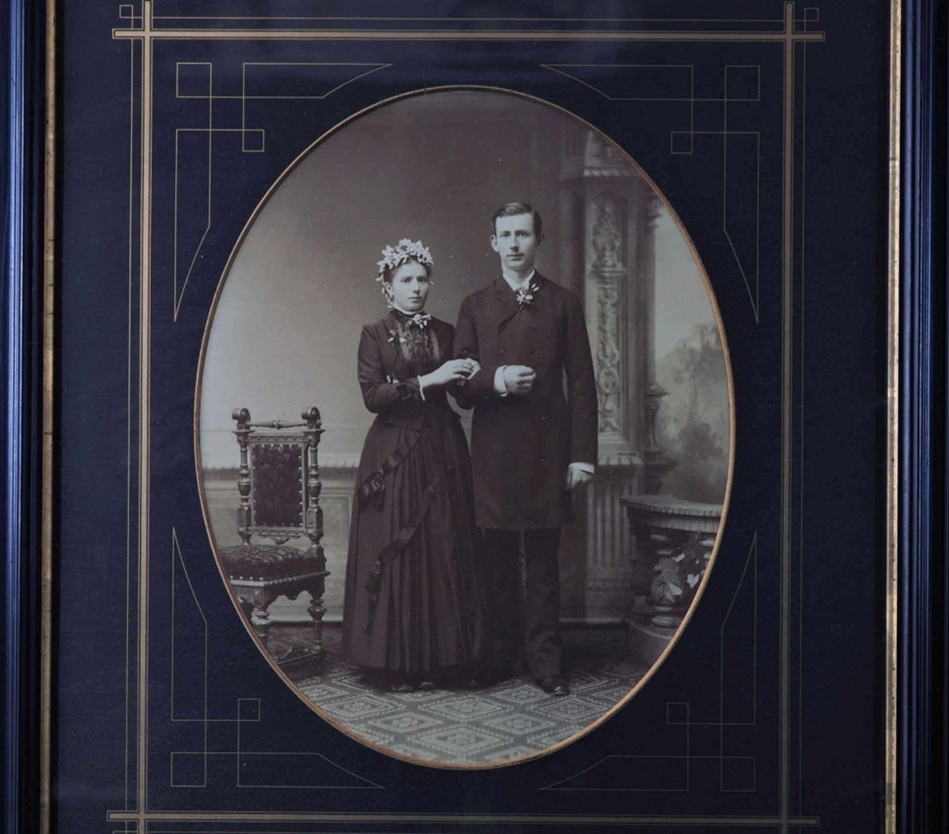 Wedding photographs around 1900, 2 pieces - Image 2 of 3