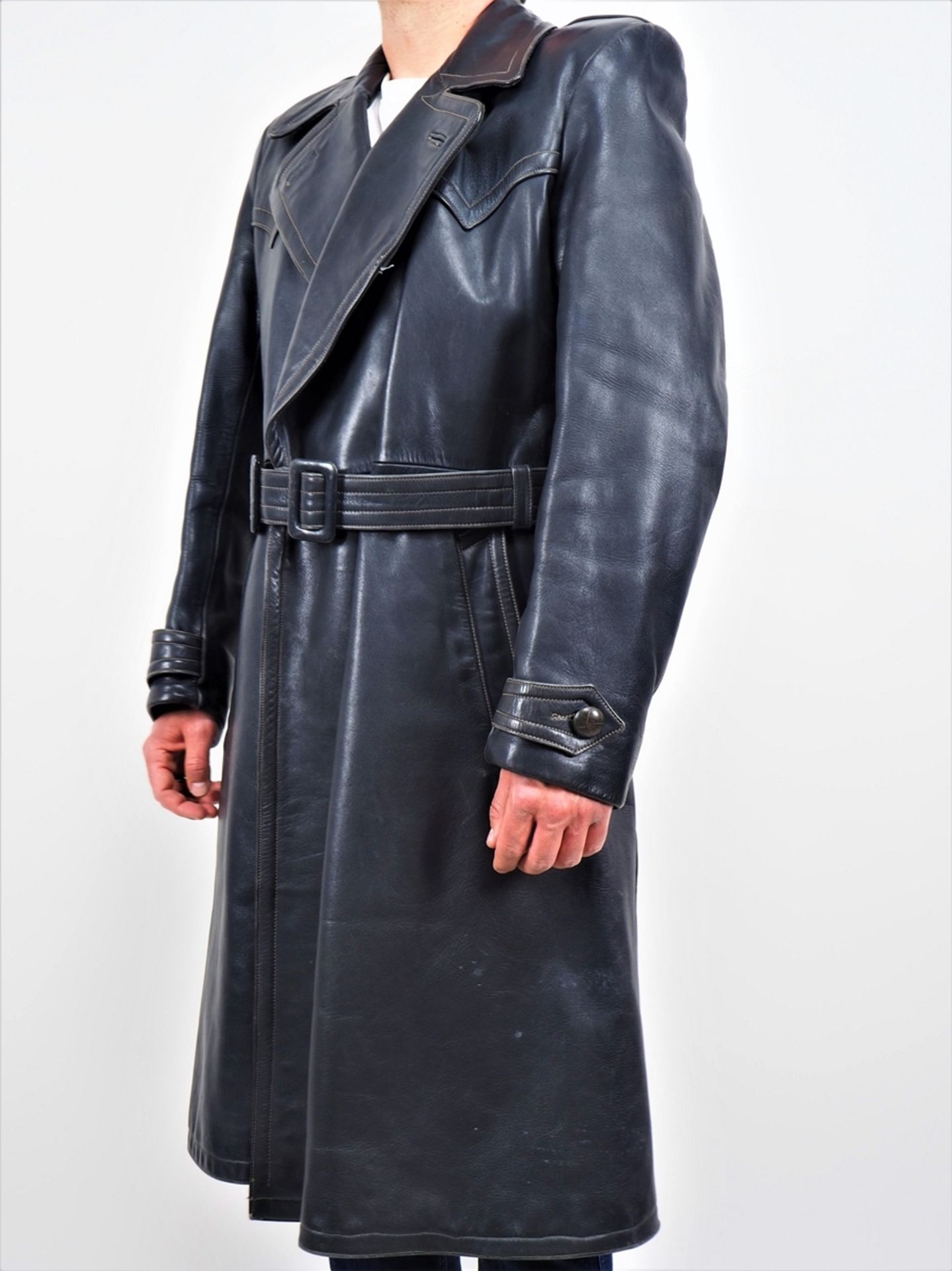 Men leather coat, 40s/50s - Image 2 of 4
