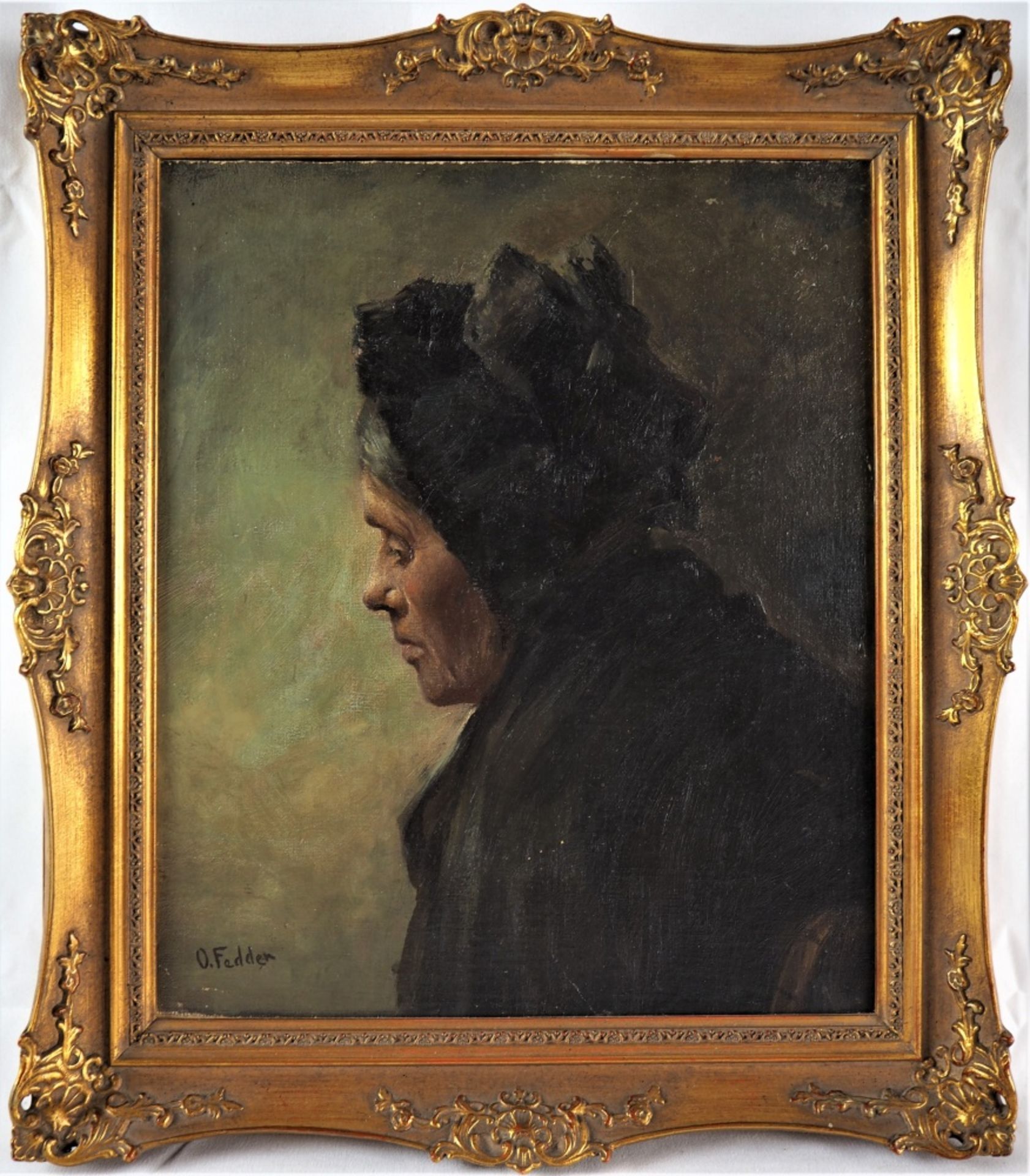 O. Fedder, portrait of a woman, oil on plate