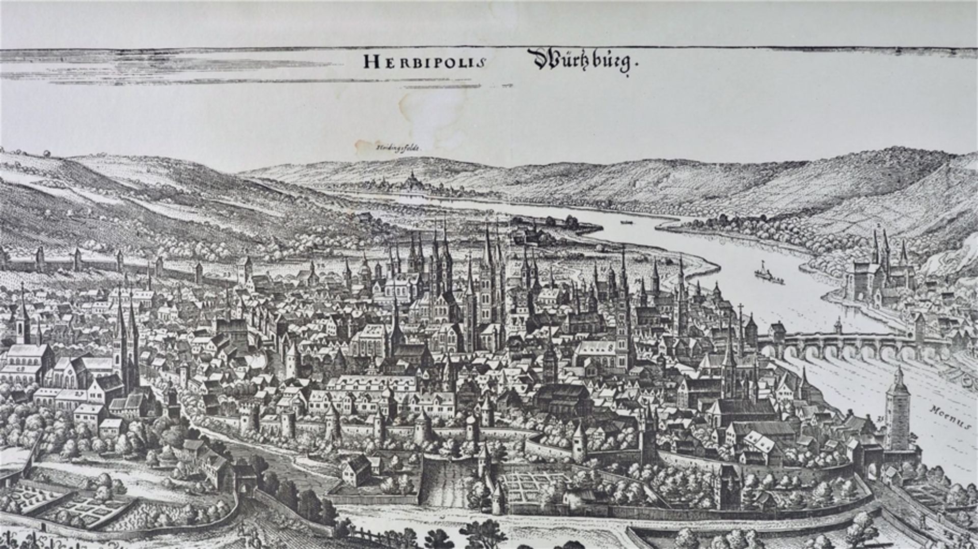 Print city view Würzburg, after Merian - Image 2 of 3