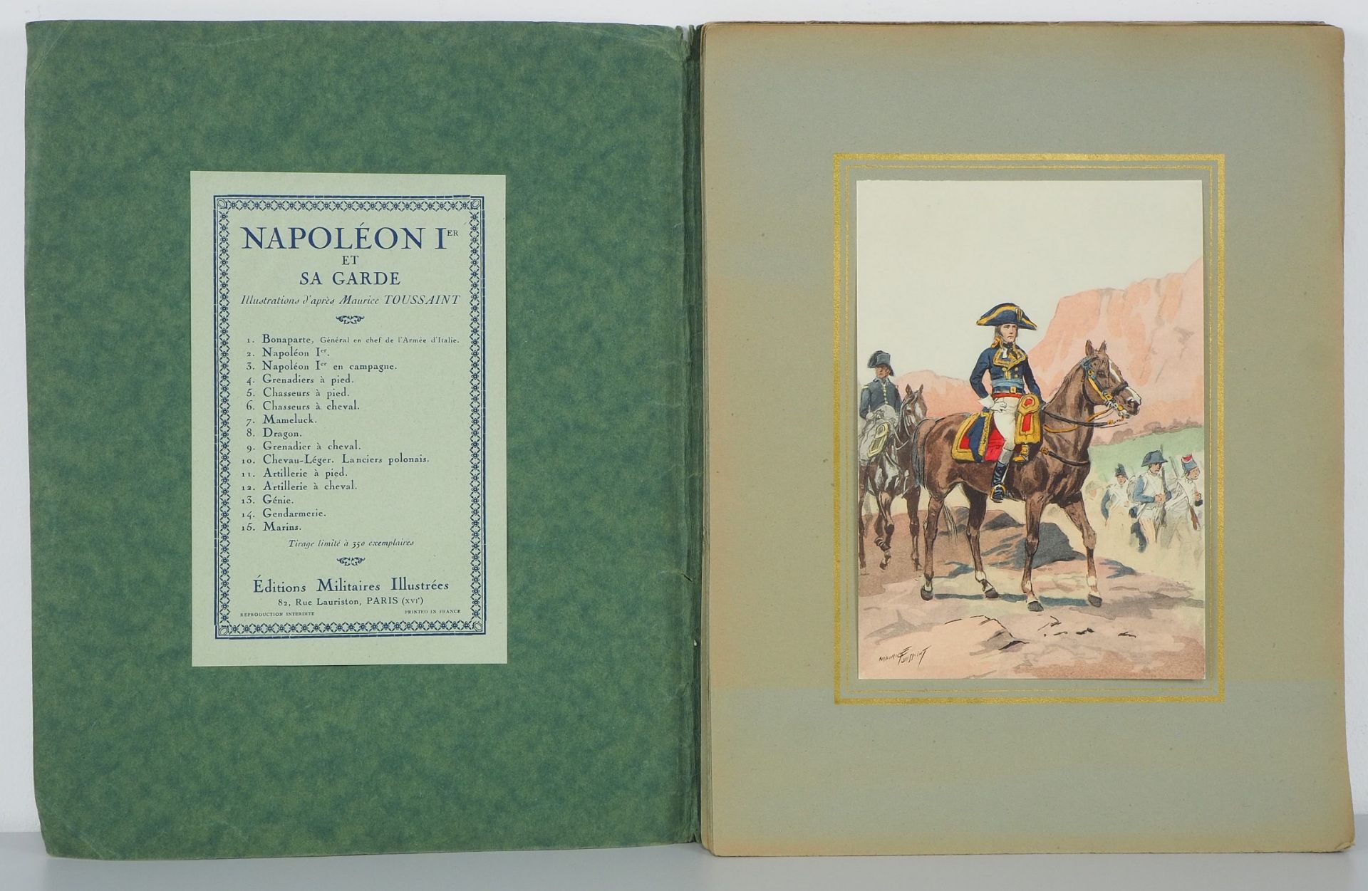 Mappe kolorierte Lithographien Napoleon und Garde, nach Maurice Toussaint, Anf. 20. Jh.