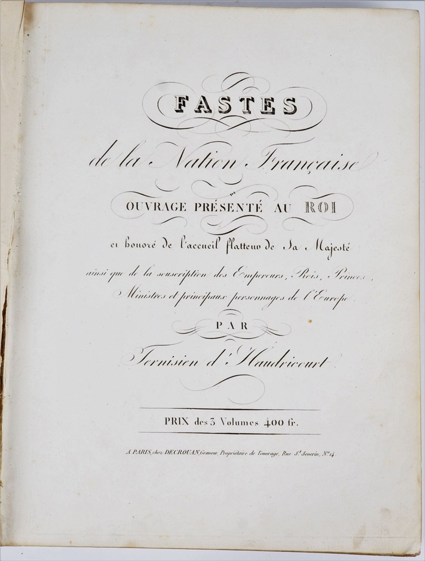 Ternisien d`Haudricourt - Fastes de la nation française, 1804, 3 vols. - Image 2 of 4