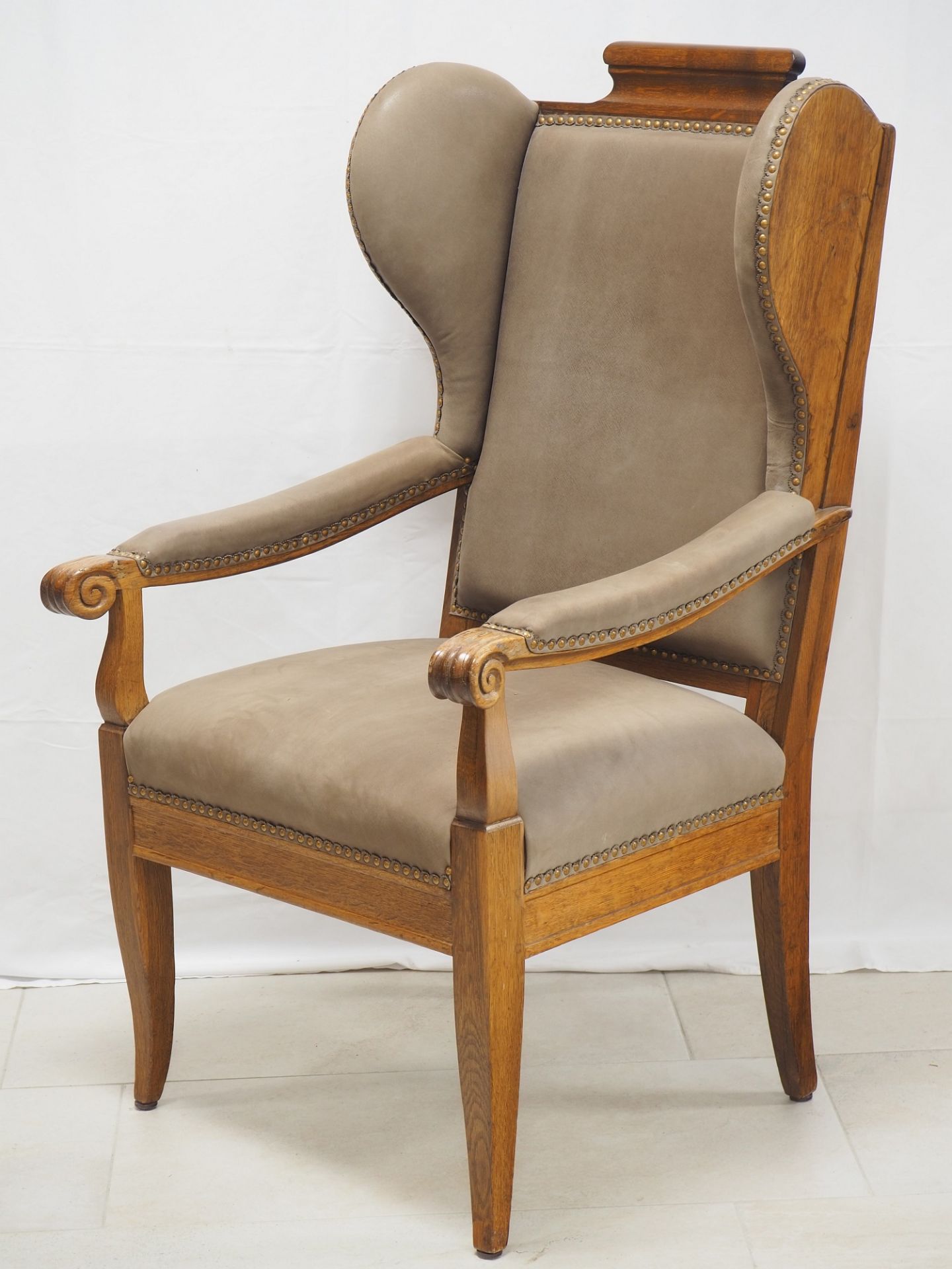 Late Biedermeier wing chair, oak. - Image 2 of 4