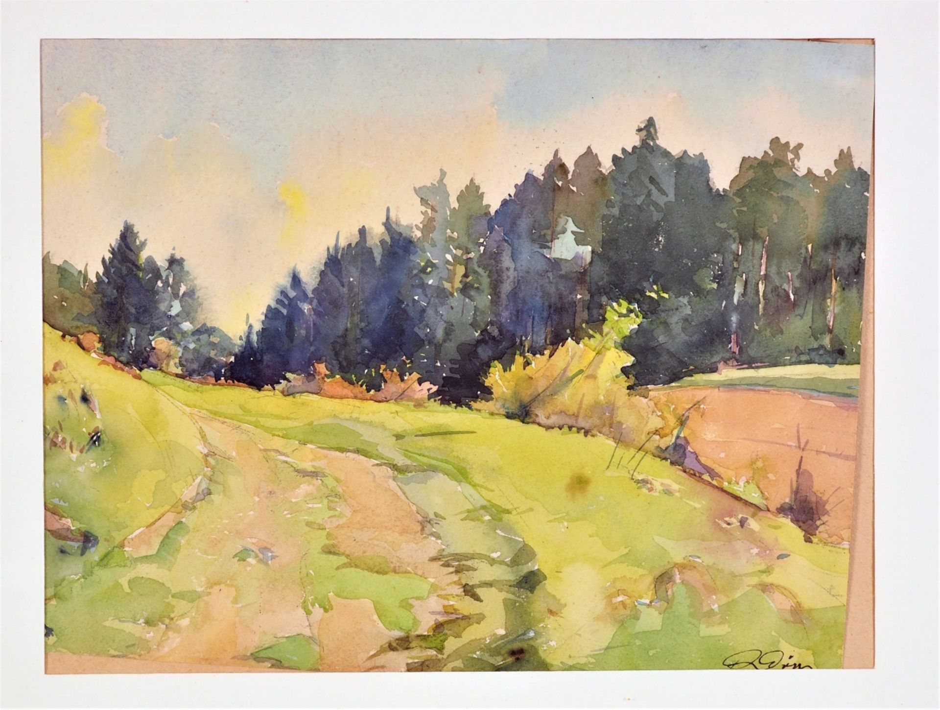 Paul Dörr (1892-1965) - Watercolor landscape with forest