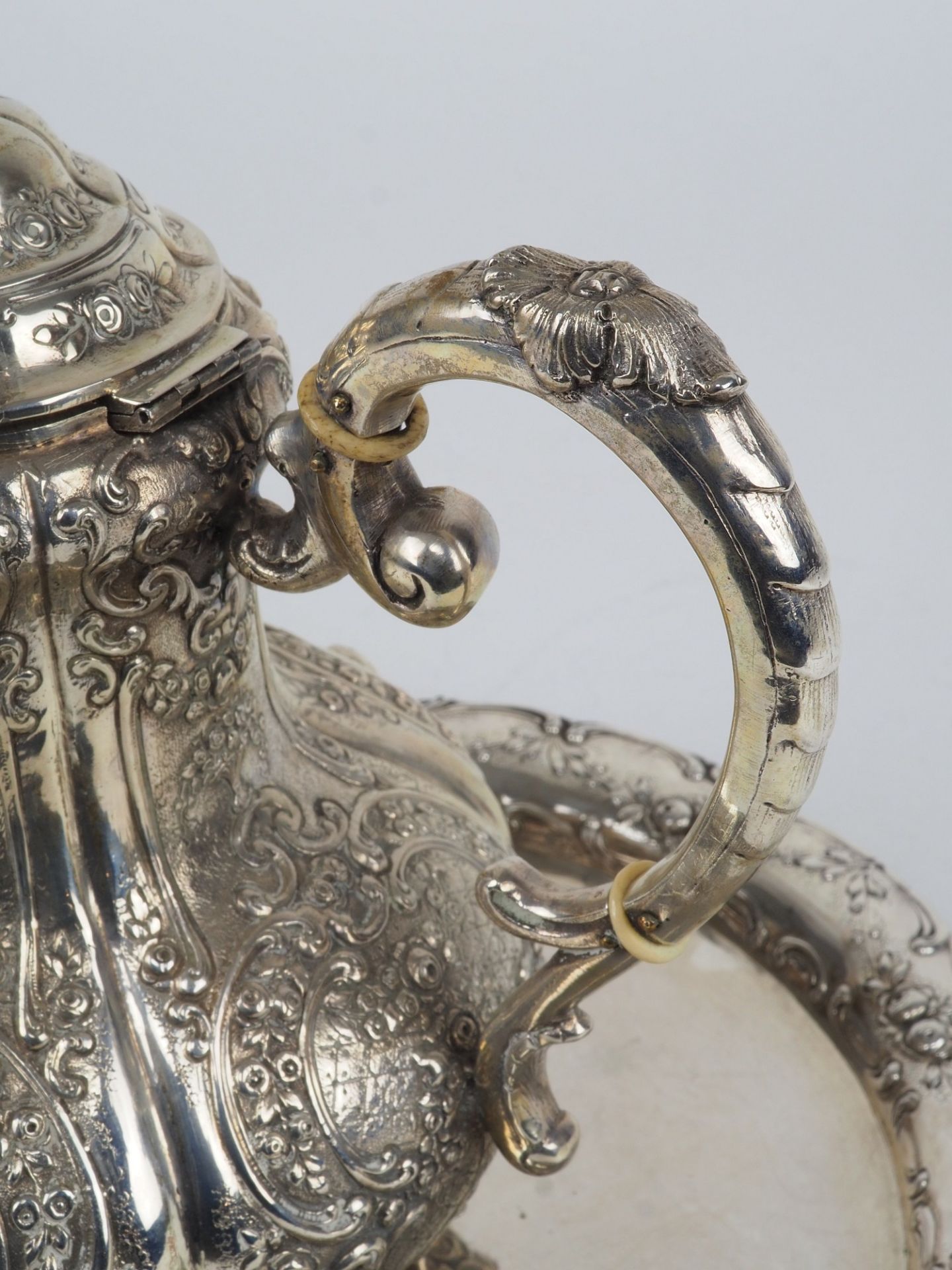 Coffee pot with plateau, 800 silver, Adolf Mayer Senior - Frankfurt - Image 5 of 7