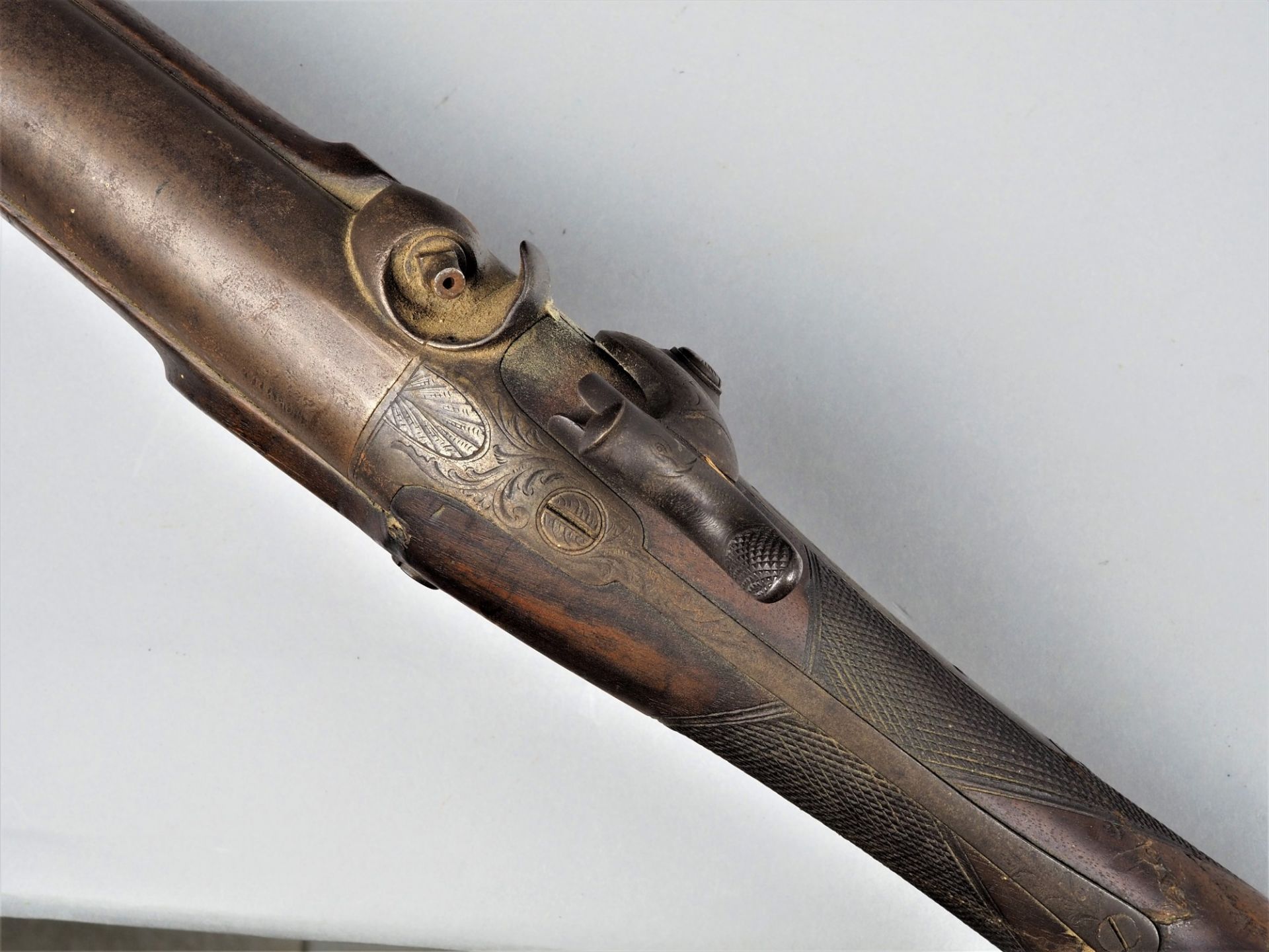 Antikes Vorderlader-Perkussionsgewehr, Mitte 19. Jh., L. 142cm - Bild 6 aus 9