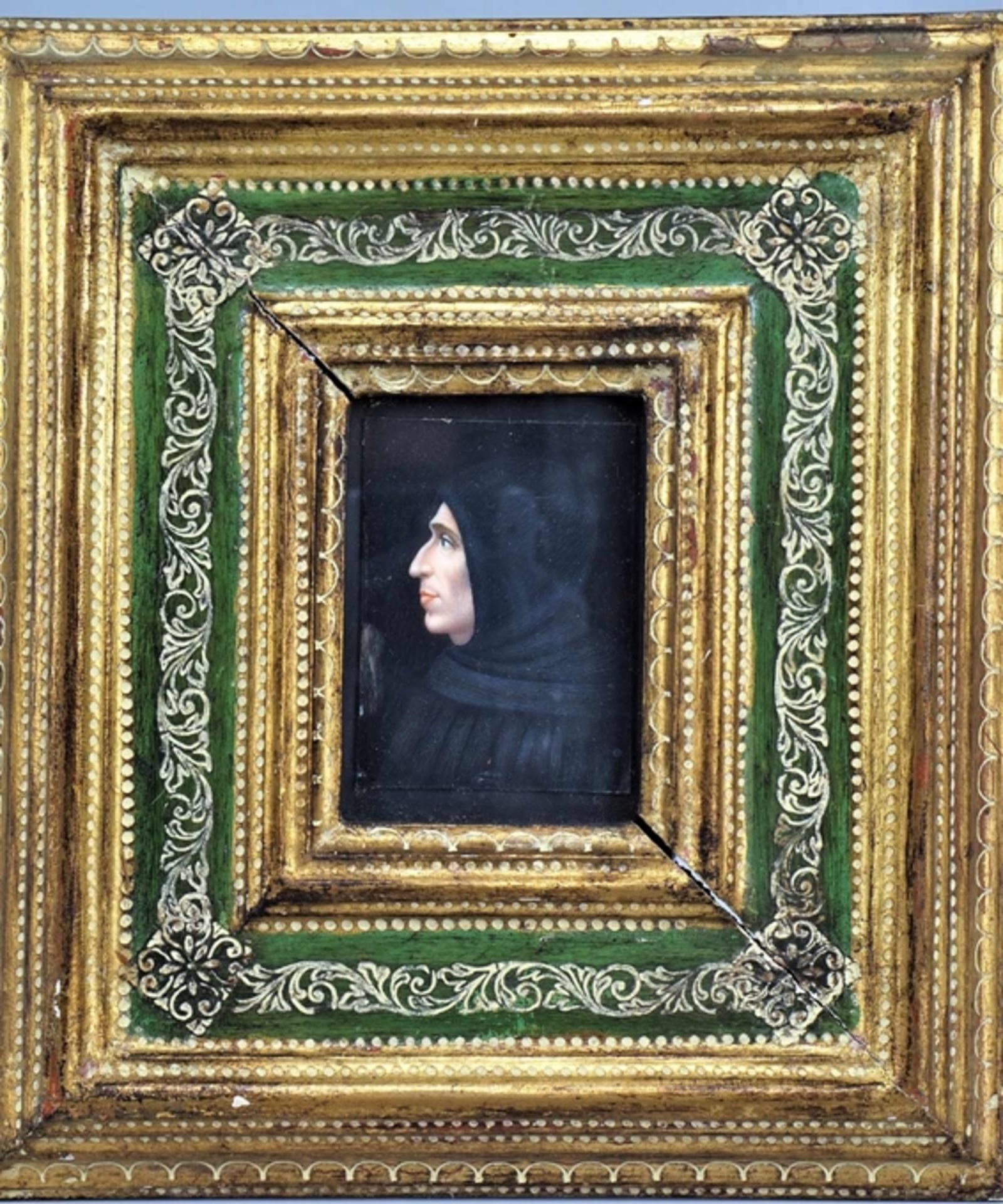 Miniatur Porträt von Girolamo Savonarola (1452 - 1498), 19. Jh.