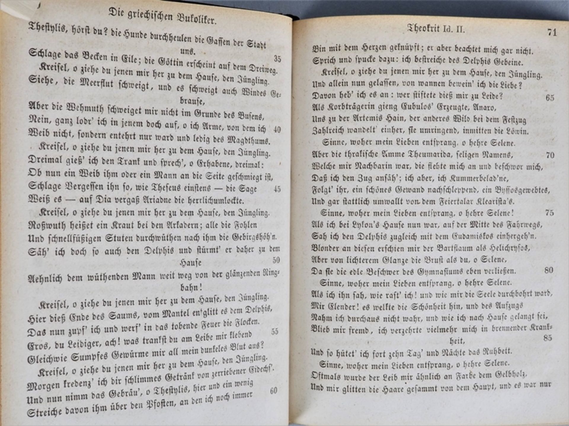 Die griechischen Bukoliker Theokritos, Bion und Moschos, 1856 - Bild 3 aus 3