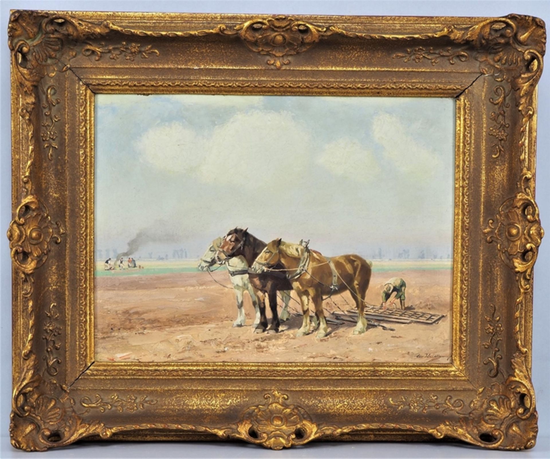 Leo Heidkamp (Düsseldorf) - Ländliche Szene mit Pferden, Anfang 20. Jh.