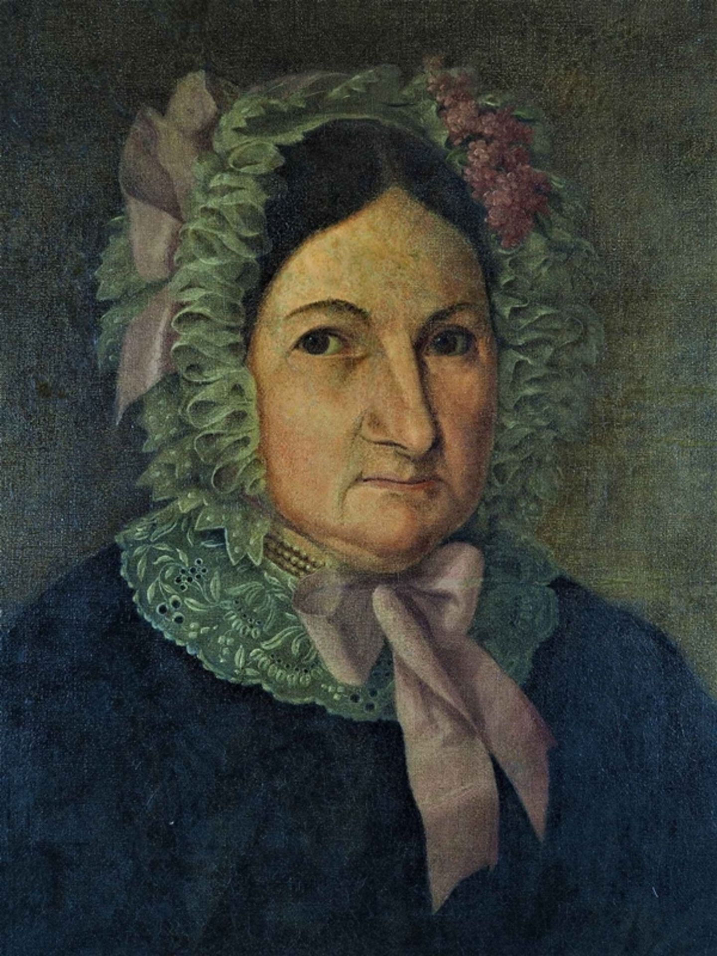 Jakob Ginzel (1792-1862, Reichenberg) - Biedermeier Damenporträt im Rahmen, 1860 - Bild 2 aus 4