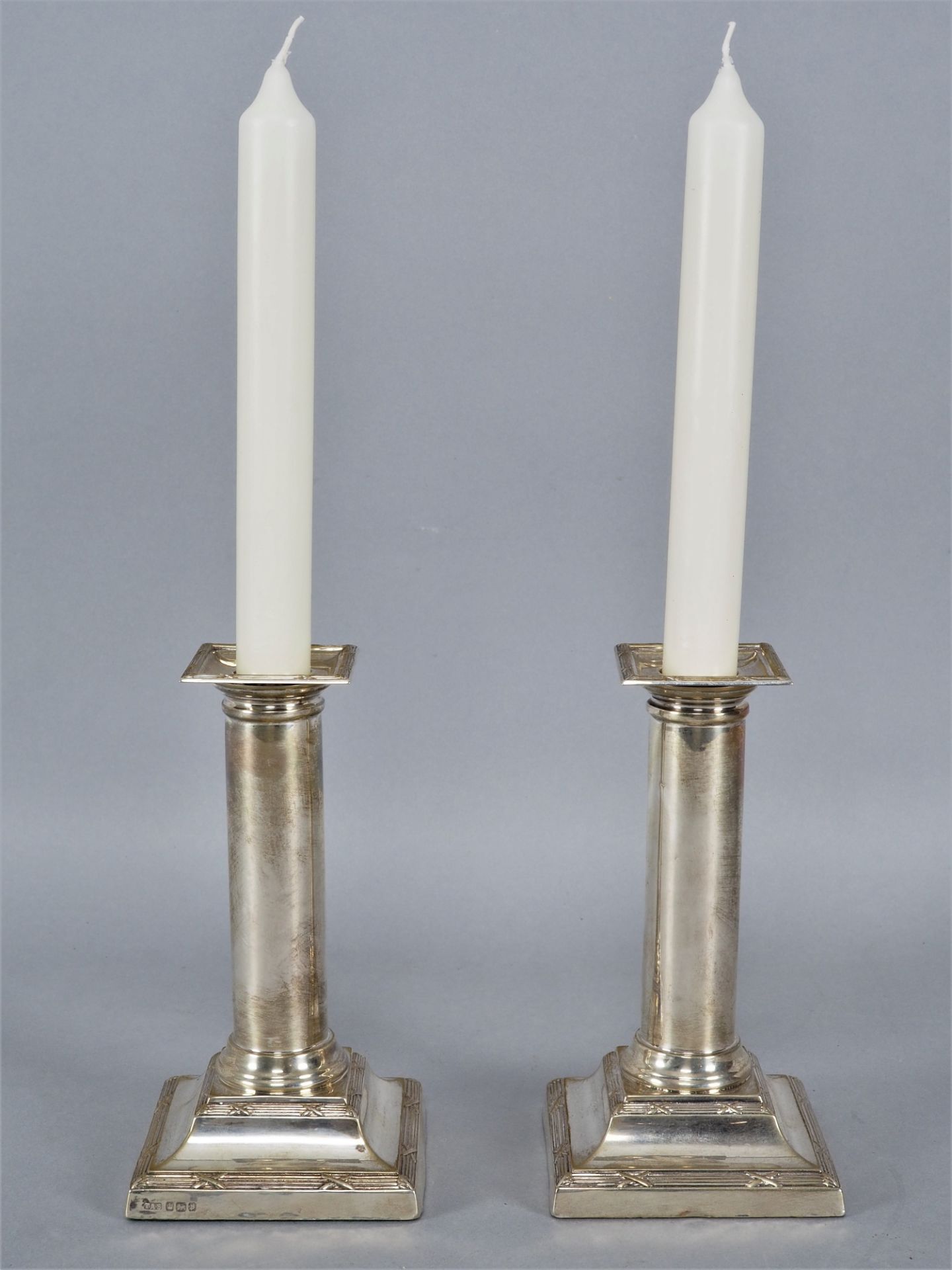 Pair of silver candlesticks, Sheffield - England, c. 1910