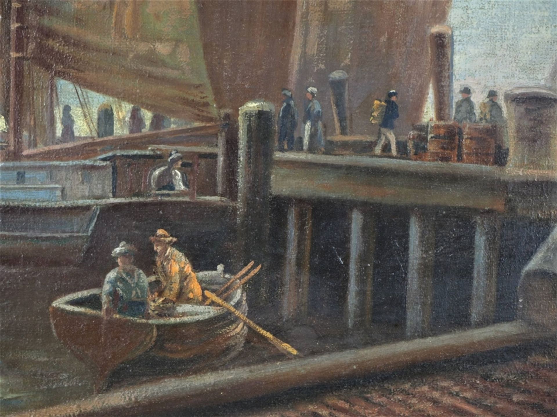 Reiner Dahlen (1837, Köln - 1874, Düsseldorf) - Segelboote im Hafen - Bild 3 aus 6