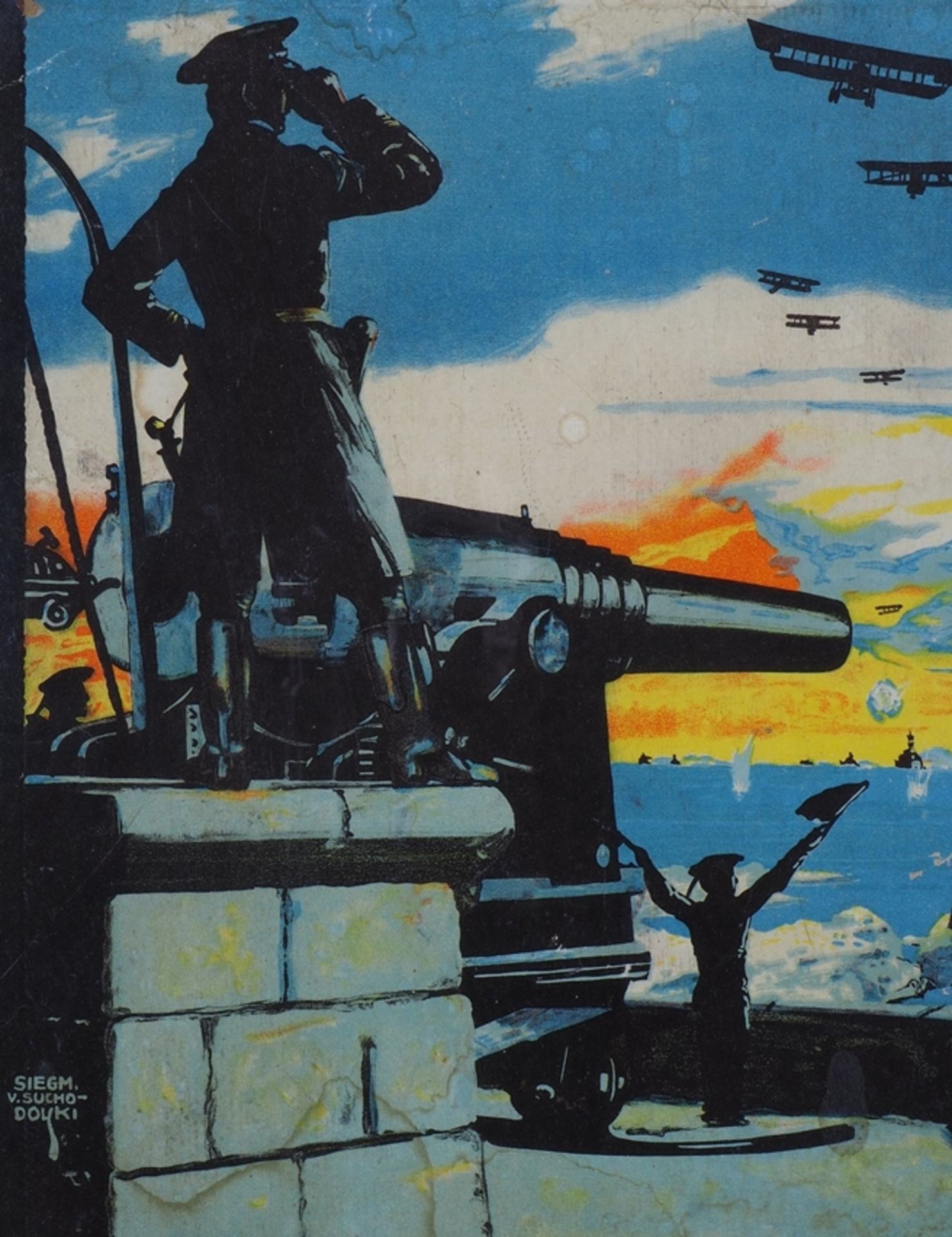 Siegmund von Suchodolski (1875-1935): "Land und Seekrieg", 1. Wk, Kriegsplakat  - Bild 2 aus 2