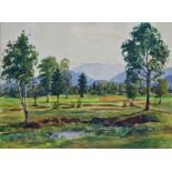 Emil Paul Börner (1888-1970, Meißen) - Aquarell Landschaft Fischen im Allgäu 1942