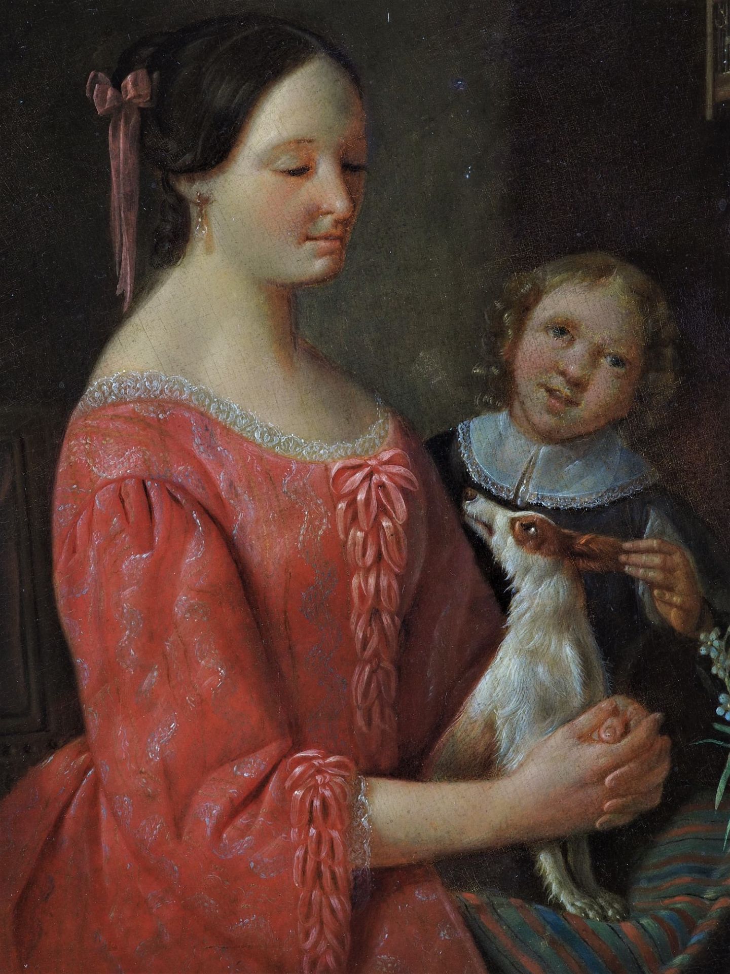Christian Friedrich Fues (1772, Tübingen - 1836, Nürnberg) - Porträt Mutter mit Kind und Hund - Bild 3 aus 5