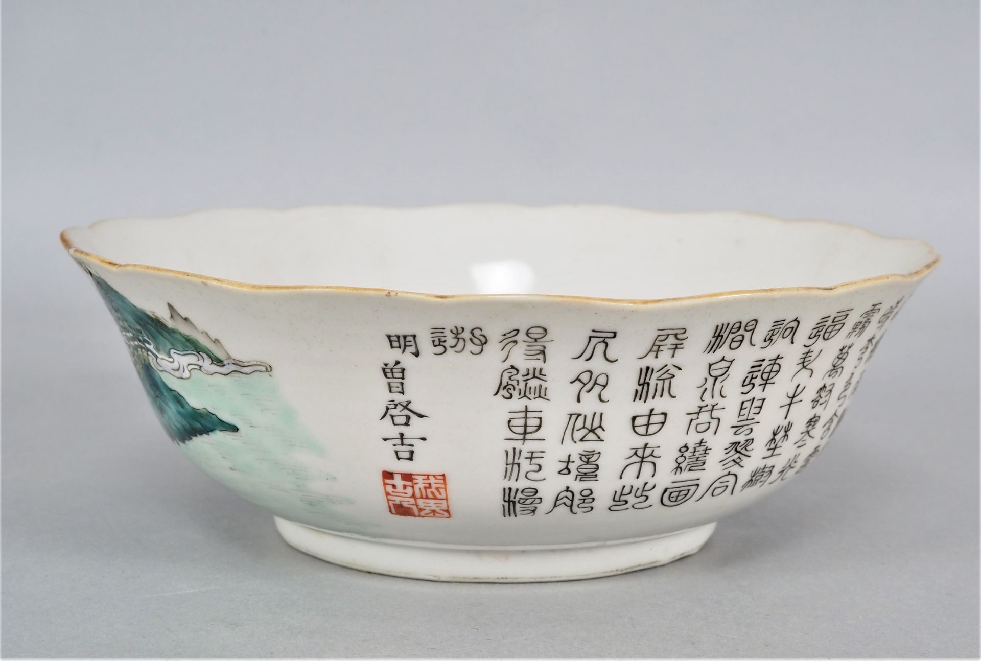 Antike Porzellan Schale, China, fein handbemalt - Bild 2 aus 5