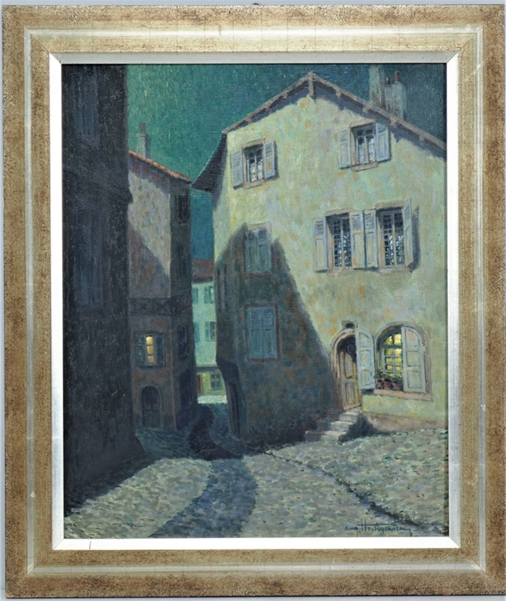Auguste Heiligenstein (1891, Saint Denis -1976, Montreuil) - Nächtliche Straßenansicht Le Puy, Loir