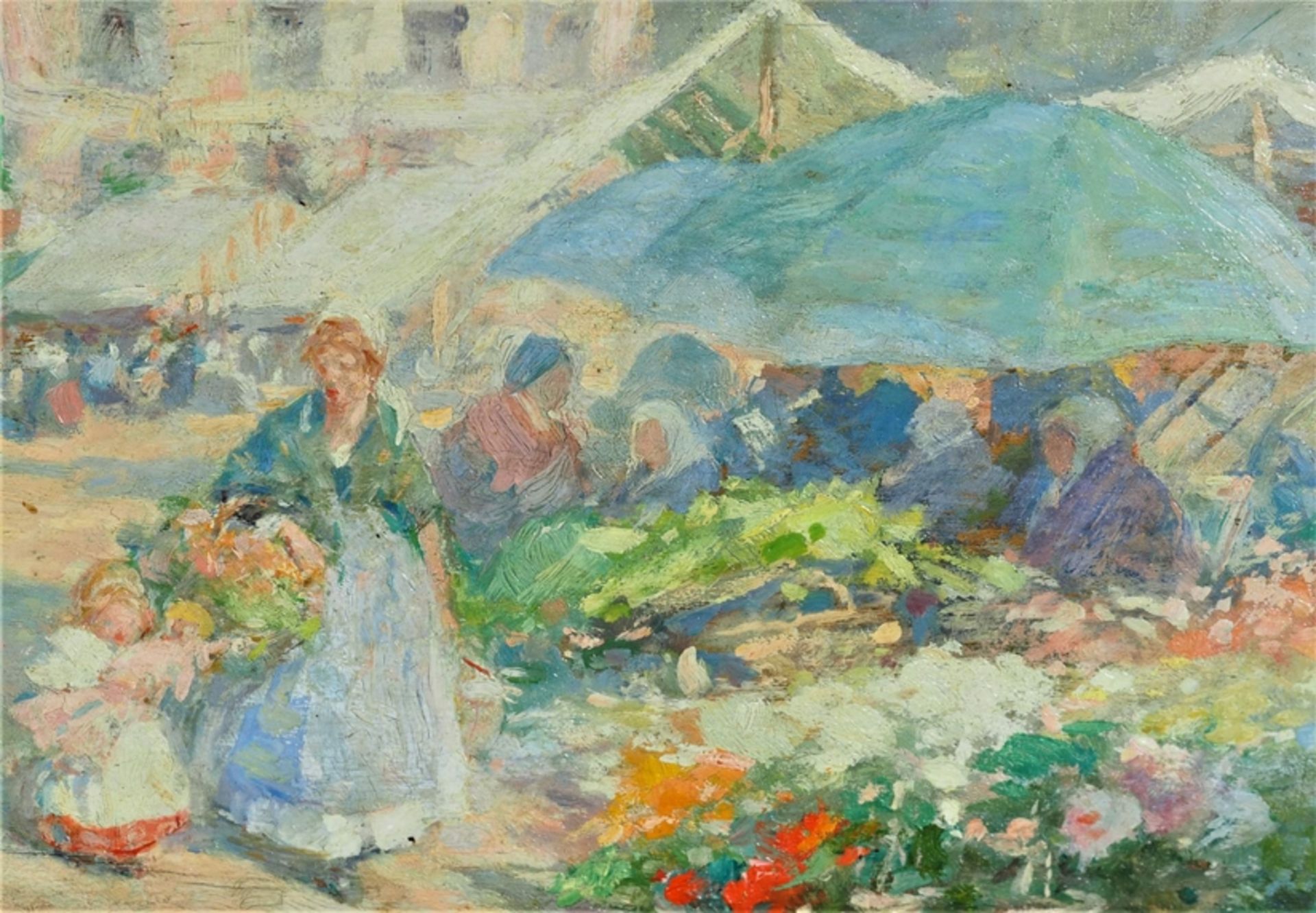 Gennaro Befani (1866, Neapel - 1949, Bagneux) - Blumenmarkt, Ende 19. Jh. - Bild 4 aus 5
