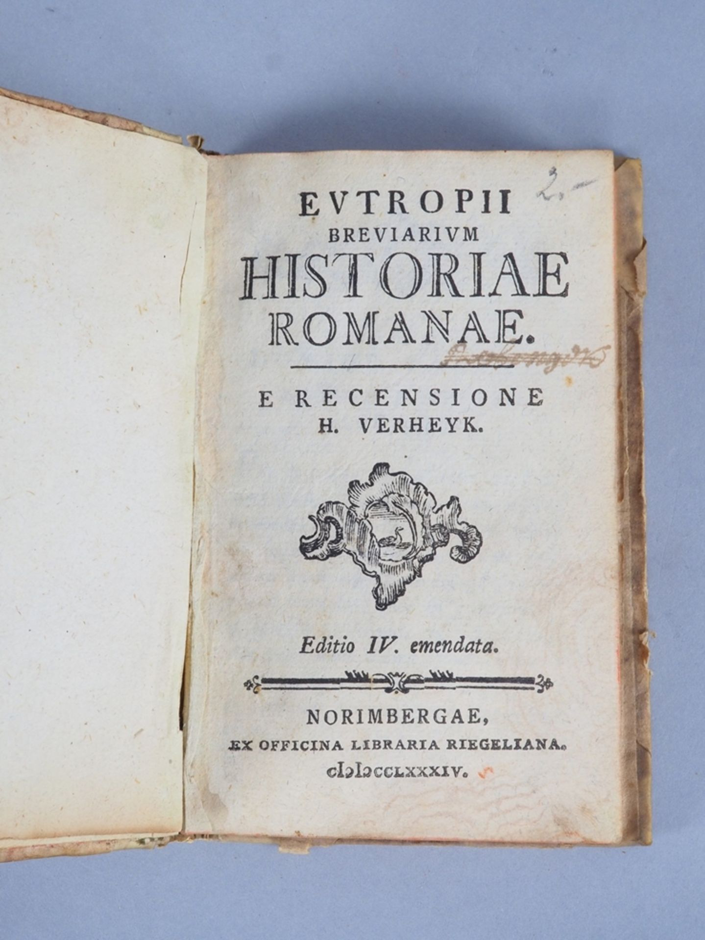 H. Verheyk - Eutropii Breviarium Historiae Romanae, 1784 - Bild 2 aus 3