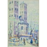 Aquarell Marktplatz mit Dom - W. Scholtes