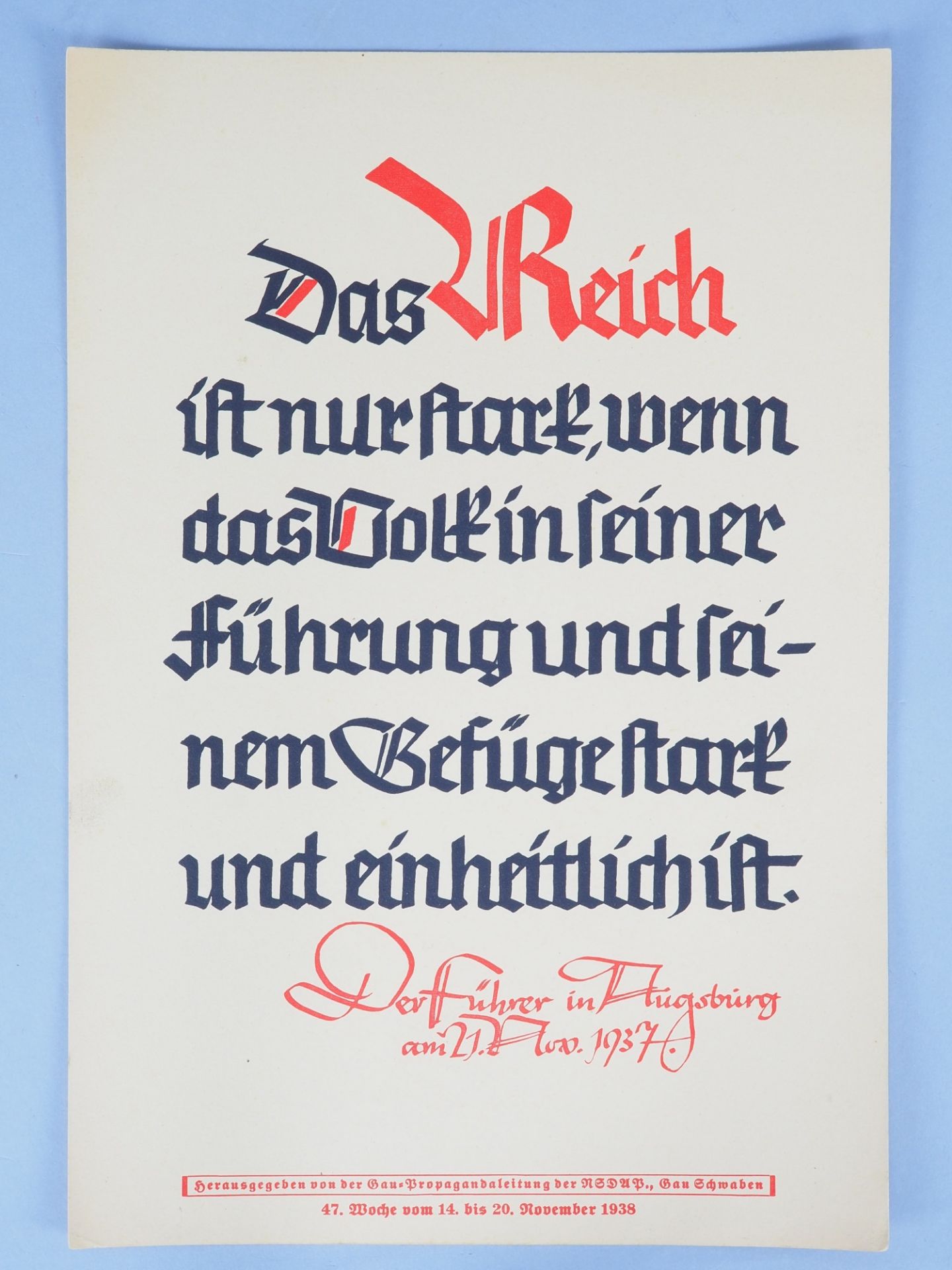 NSDAP Propagandaplakat 1938