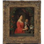 Christian Friedrich Fues (1772, Tübingen - 1836, Nürnberg) - Porträt Mutter mit Kind und Hund